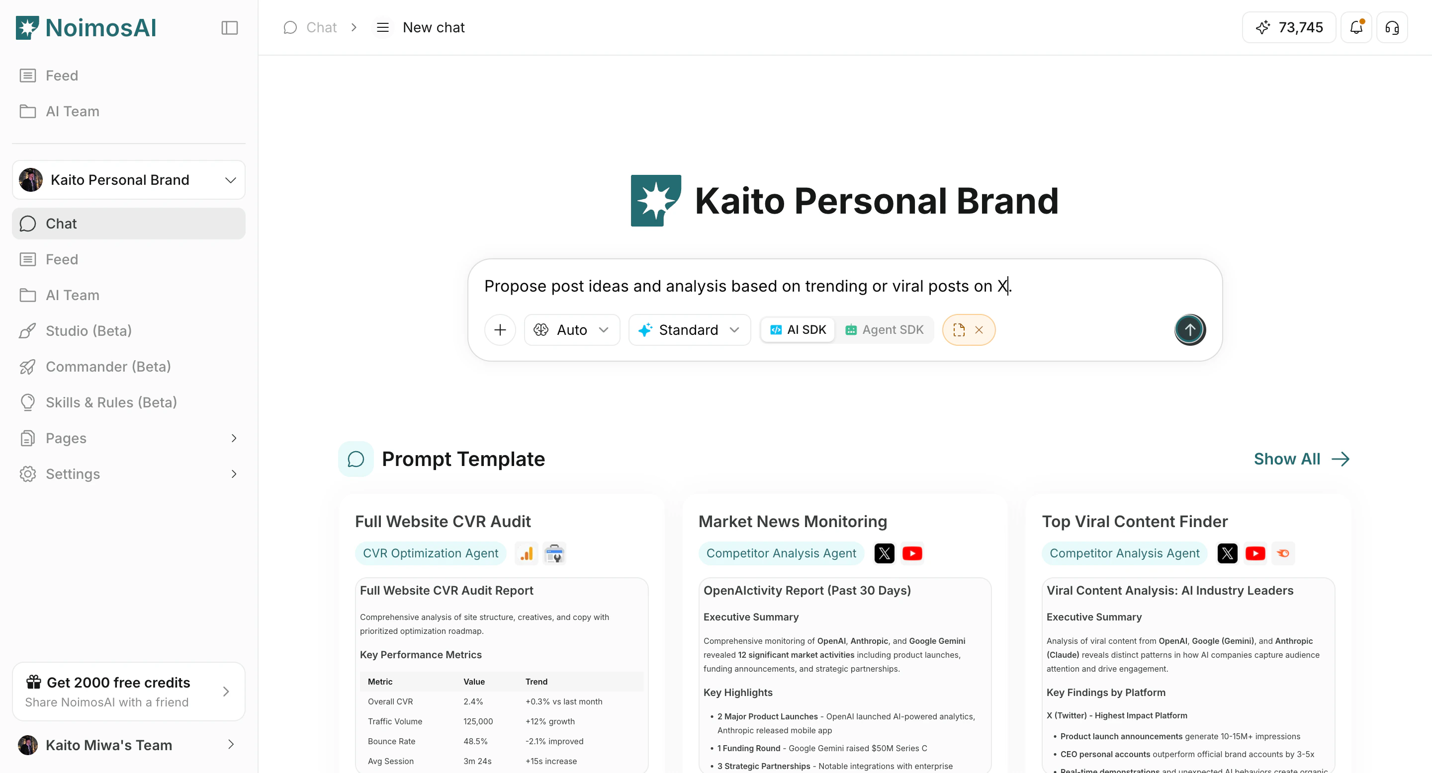 Send prompt after replacing placeholders