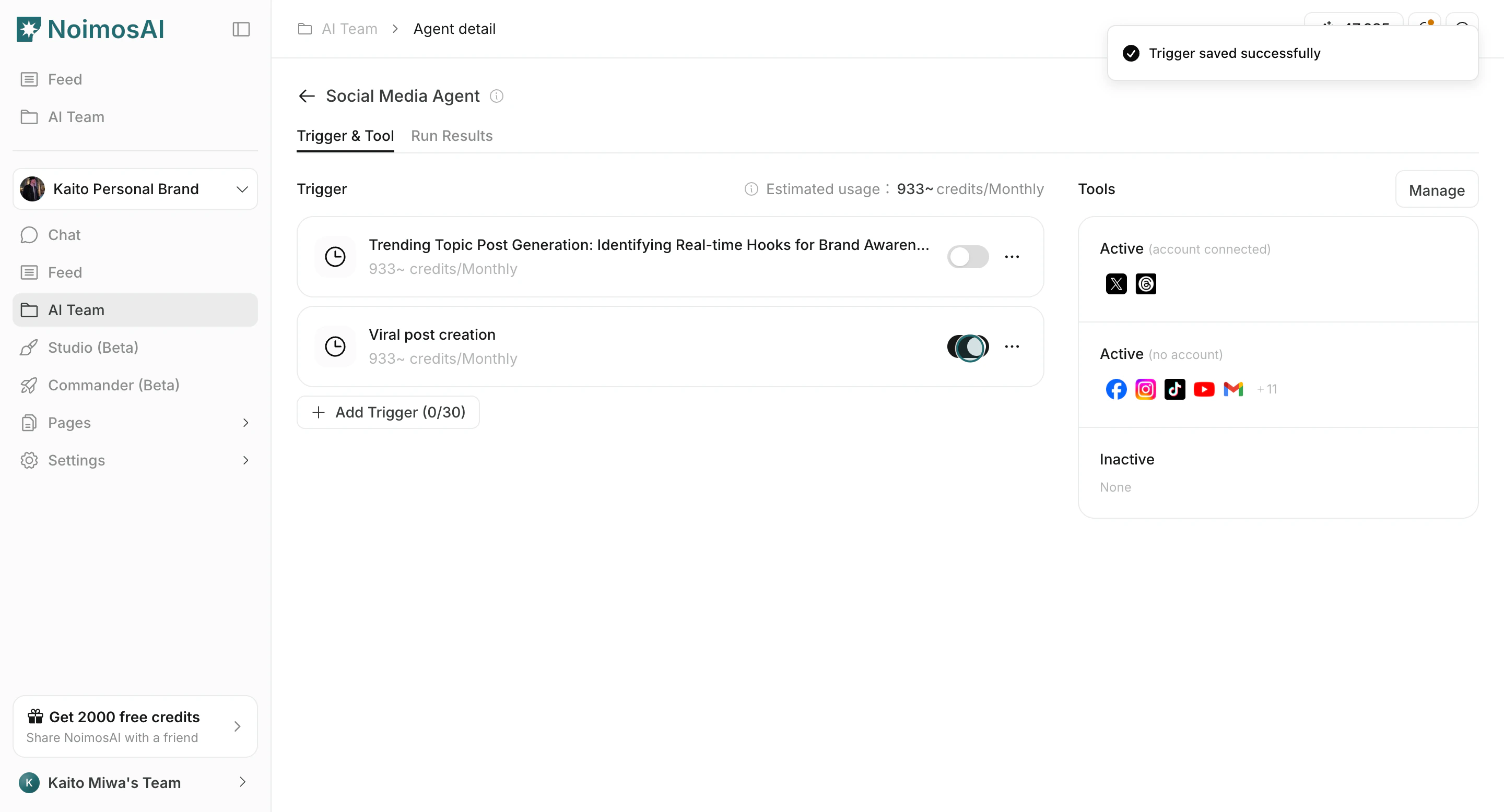 Disable trigger temporarily by turning off the toggle