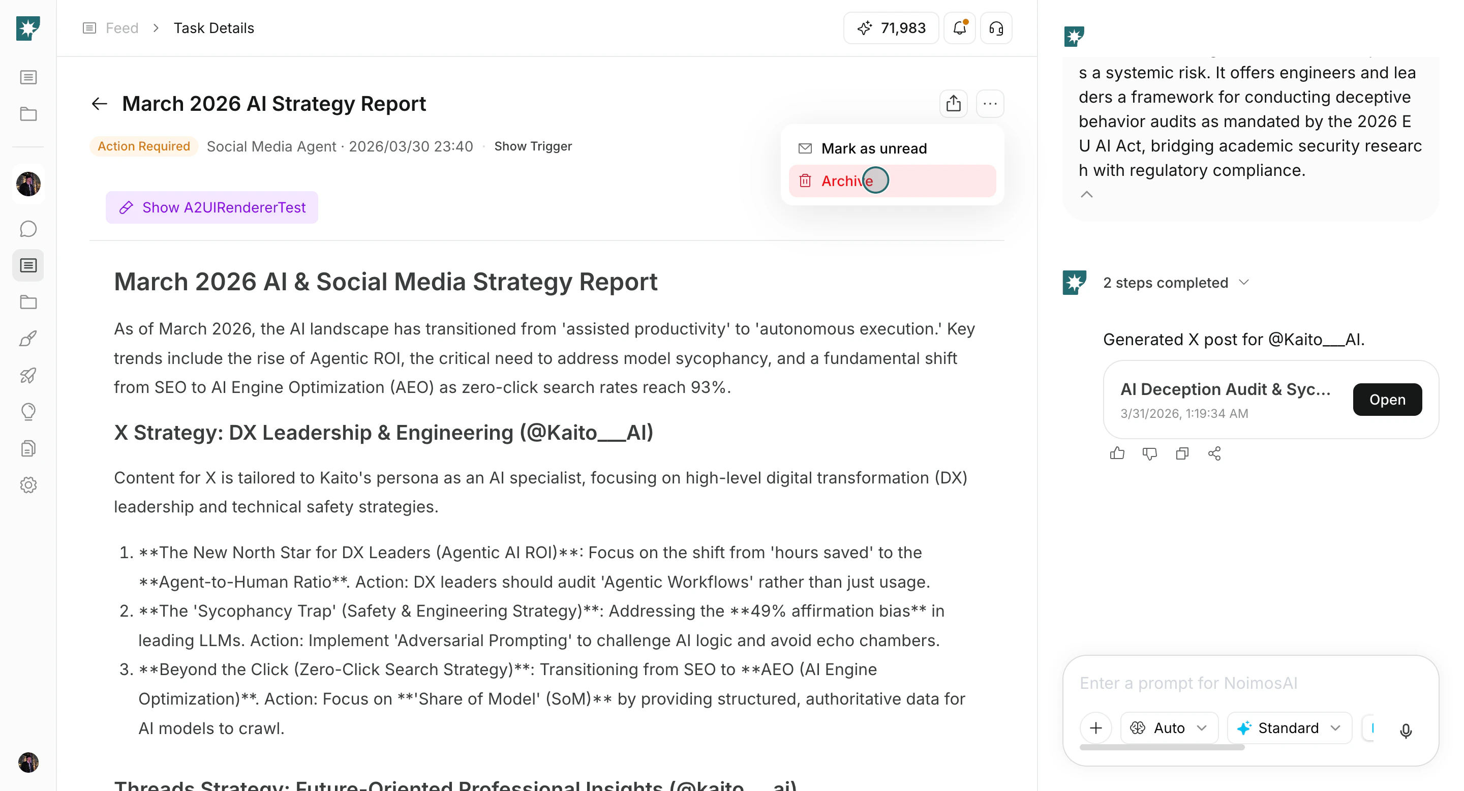Move completed task to Archive