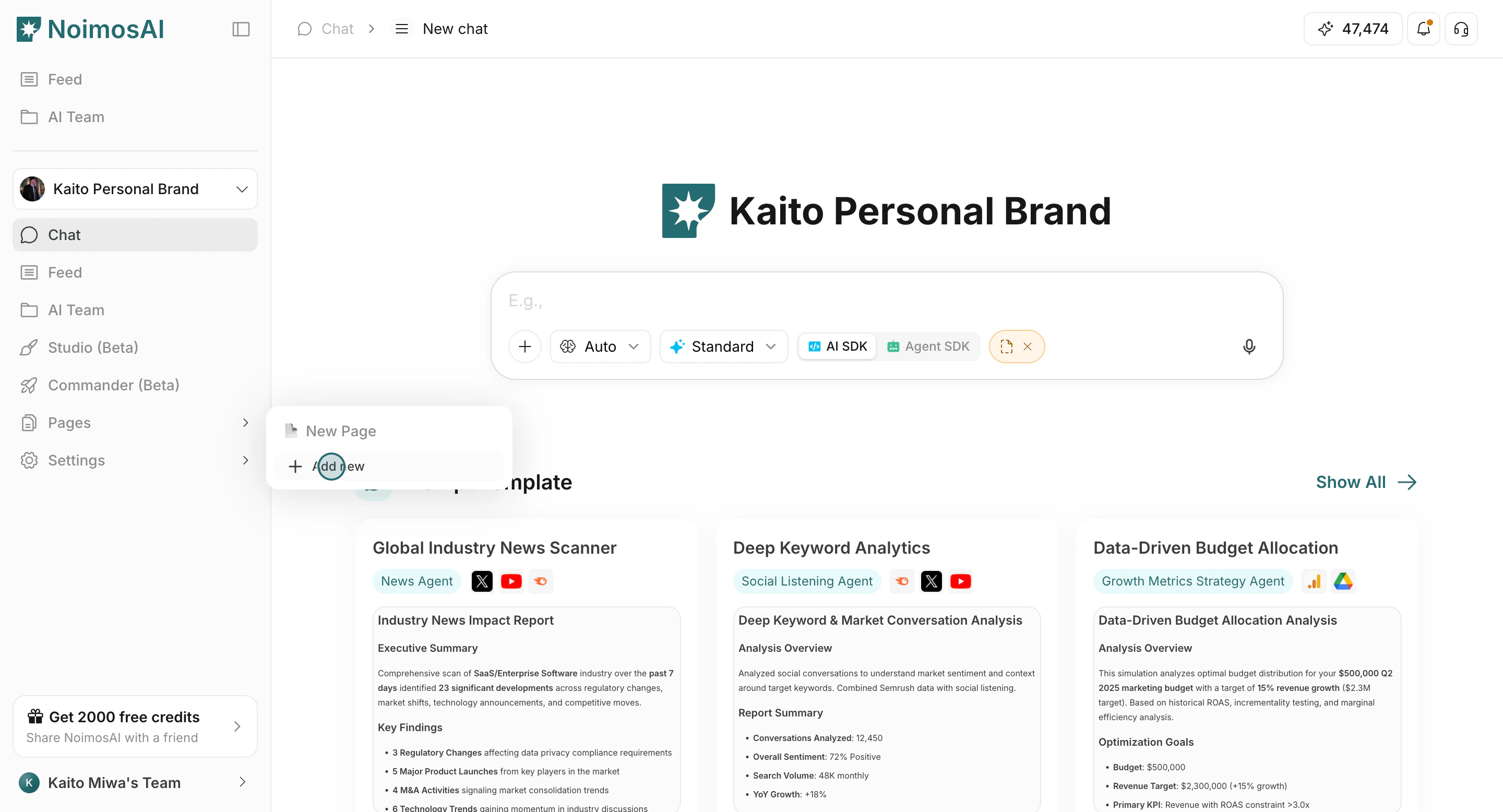 Click Add new to create a page