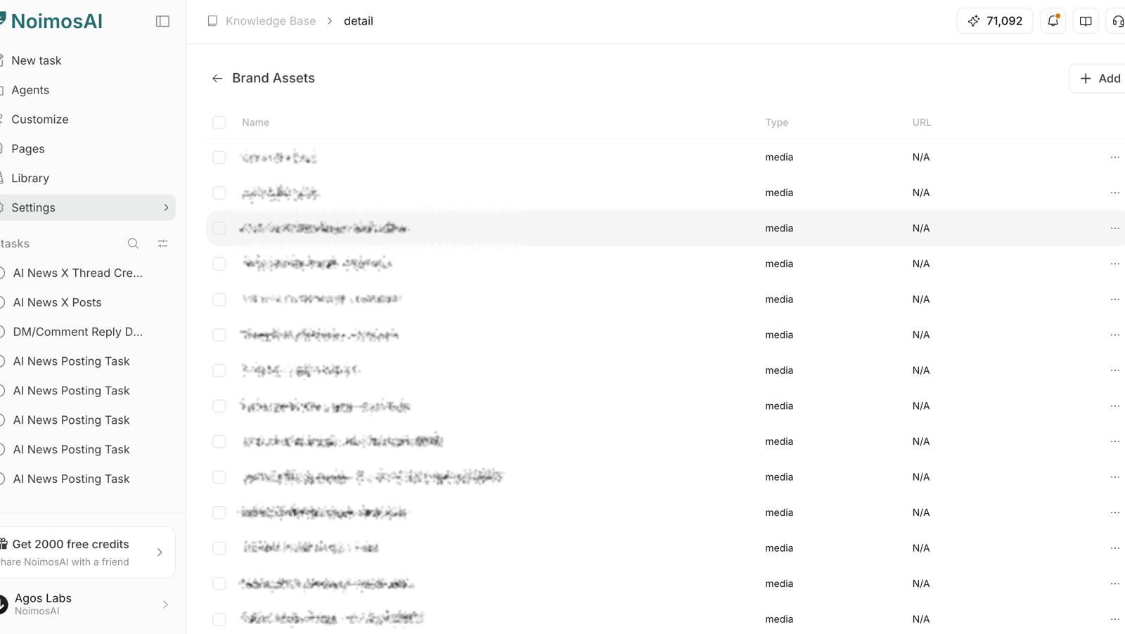 Add Content modal in a Knowledge Base dataset