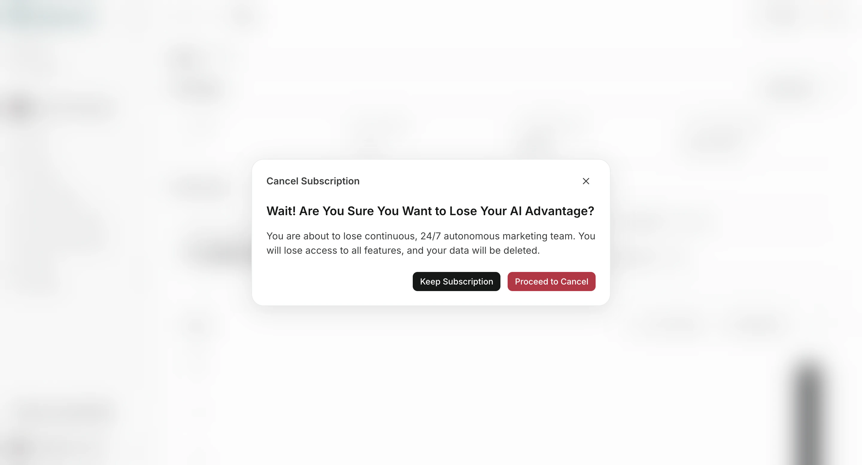 Cancellation confirmation step in Team Billing