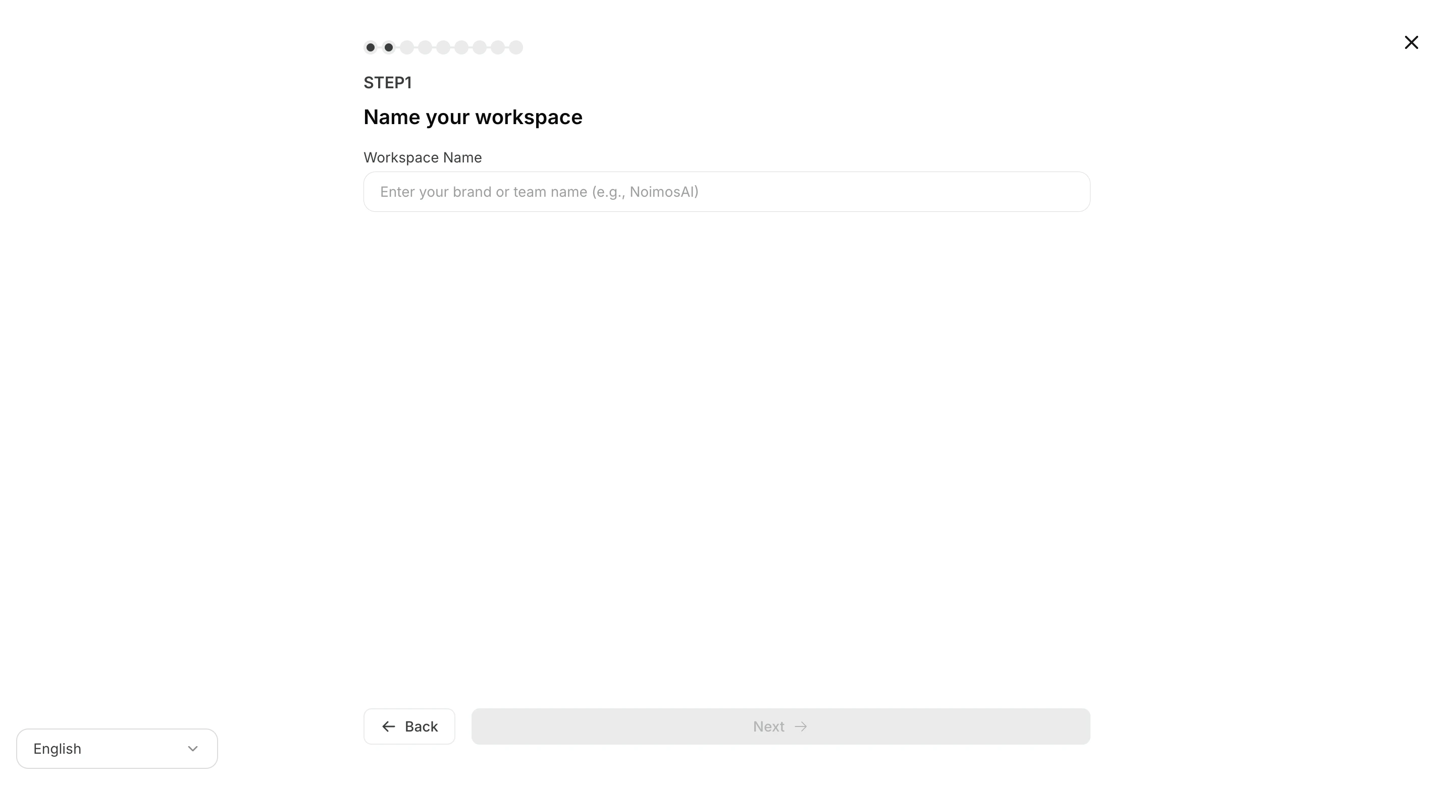 クライアントごとにワークスペースを作成する画面