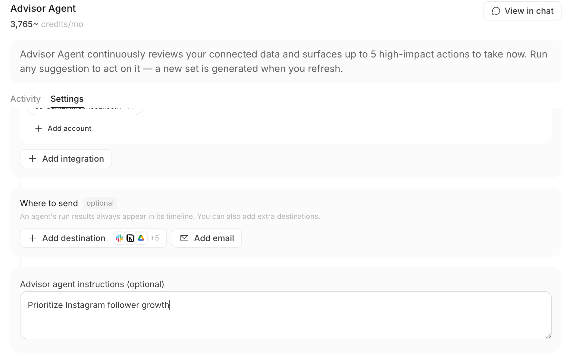 Configure the Advisor Agent