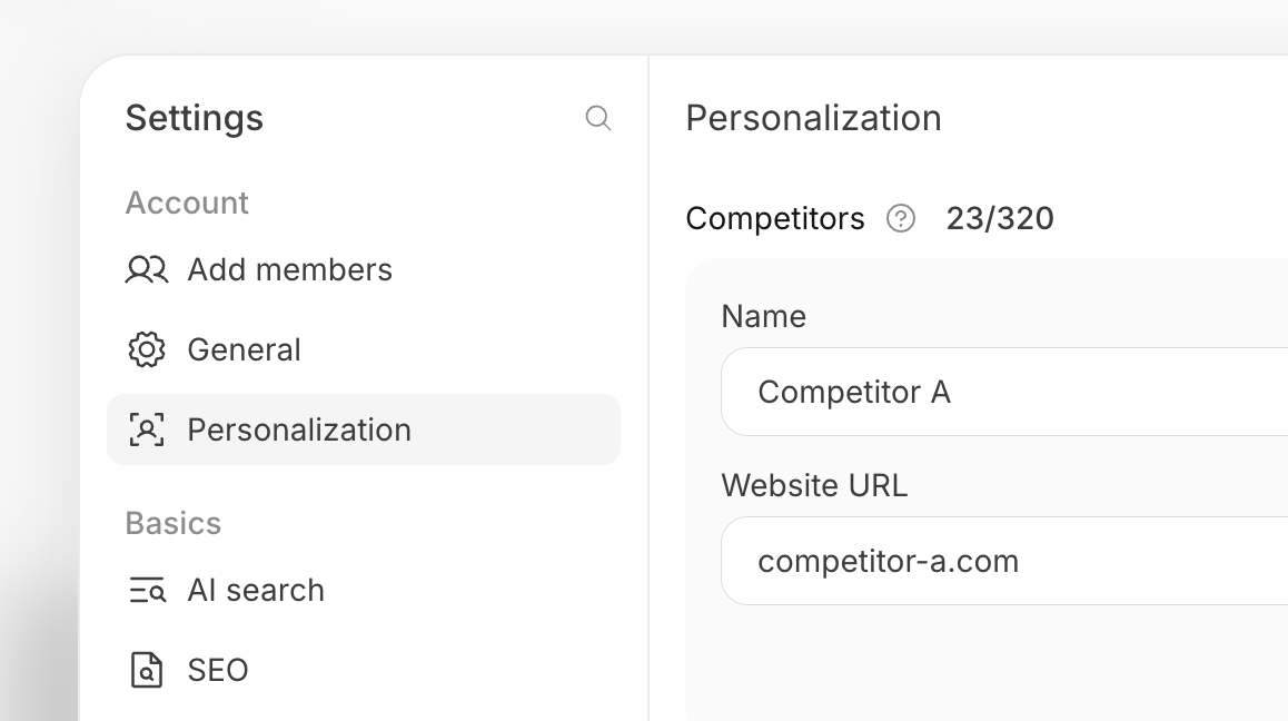 Personalization settings for registering software competitors