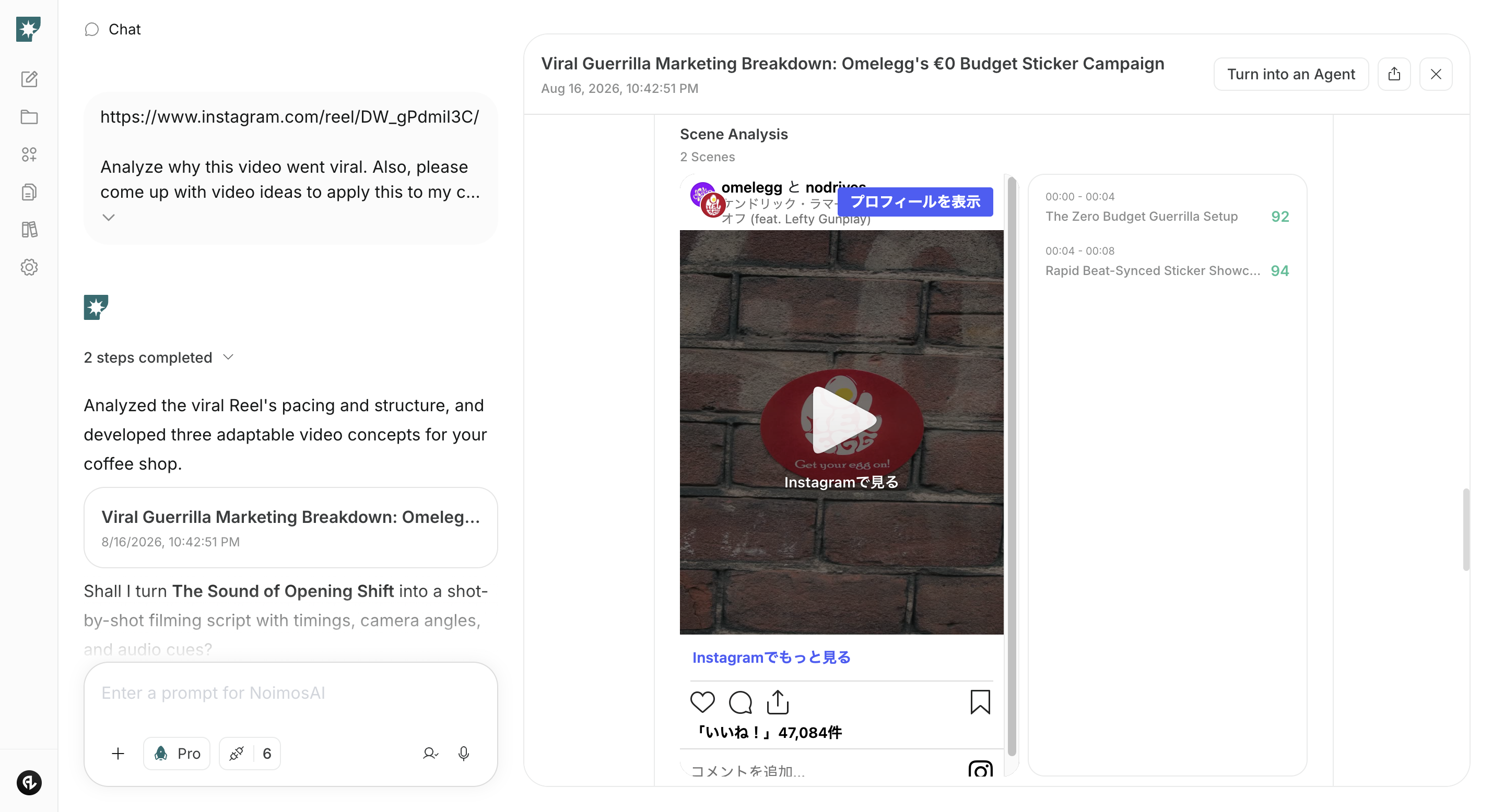 NoimosAI analysis of the factors behind a high-performing Instagram video