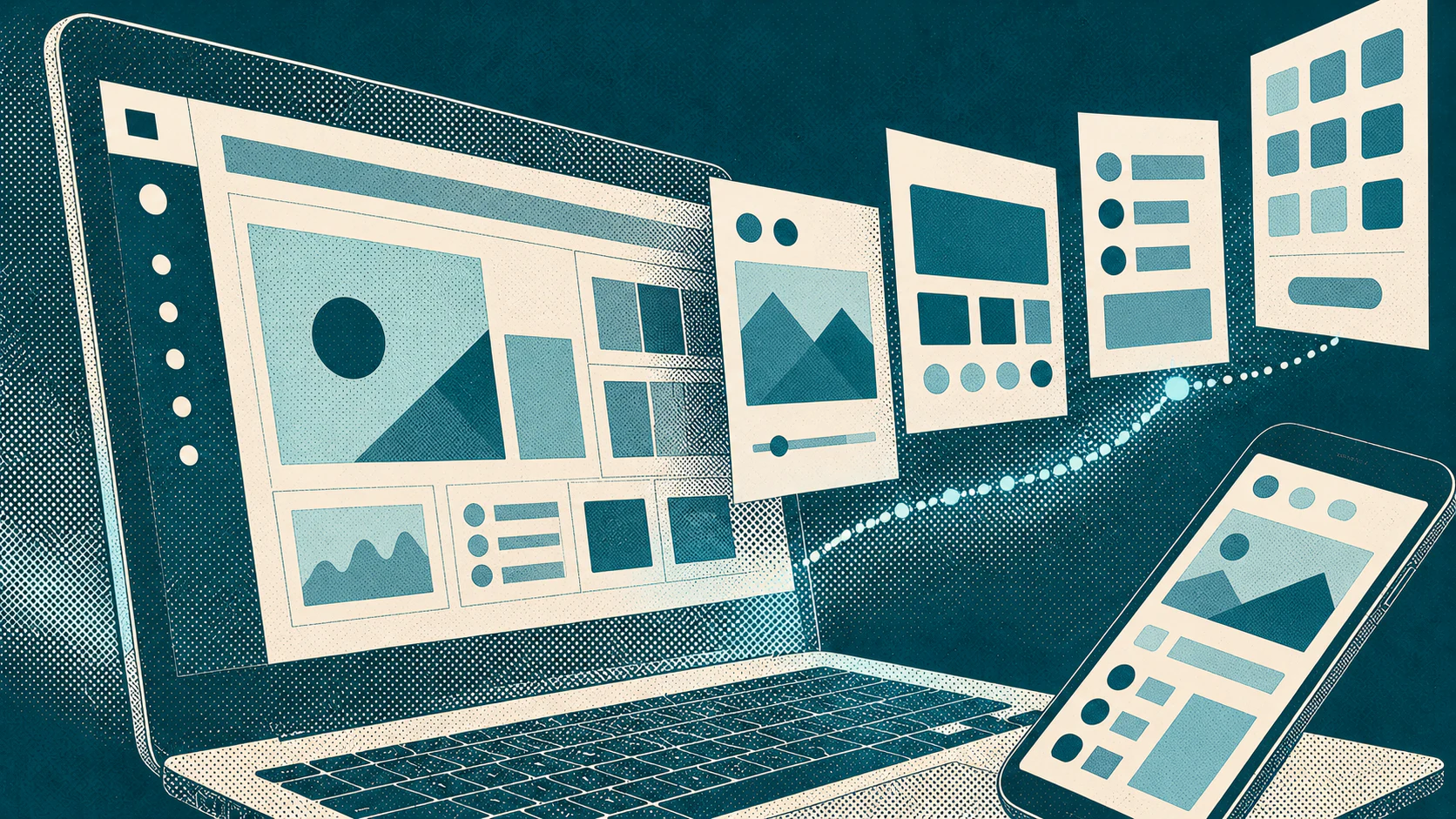 Image illustrating the flow of discovering a software or app, signing up, and starting to use it