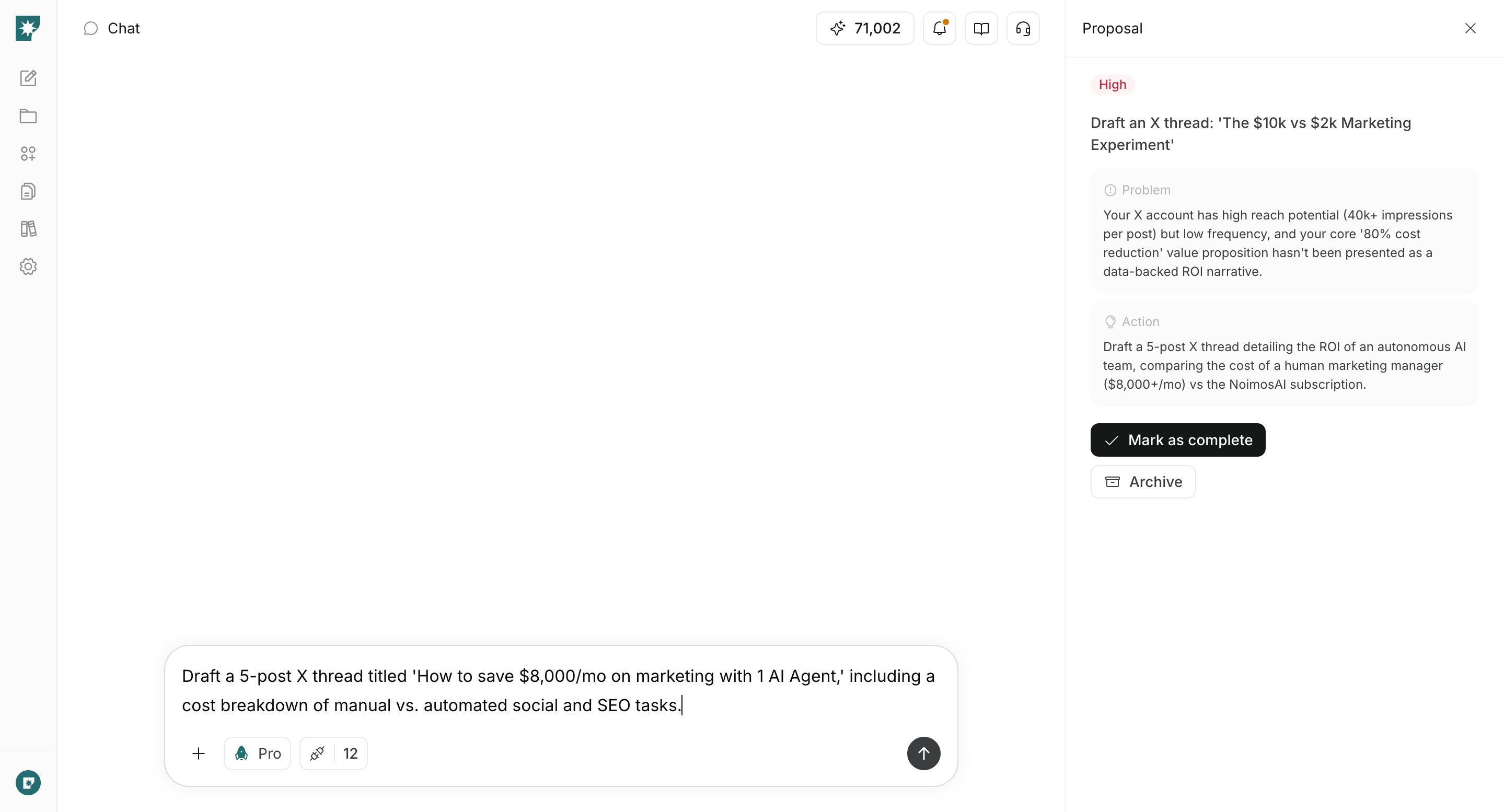 Review the prompt in the dedicated task chat