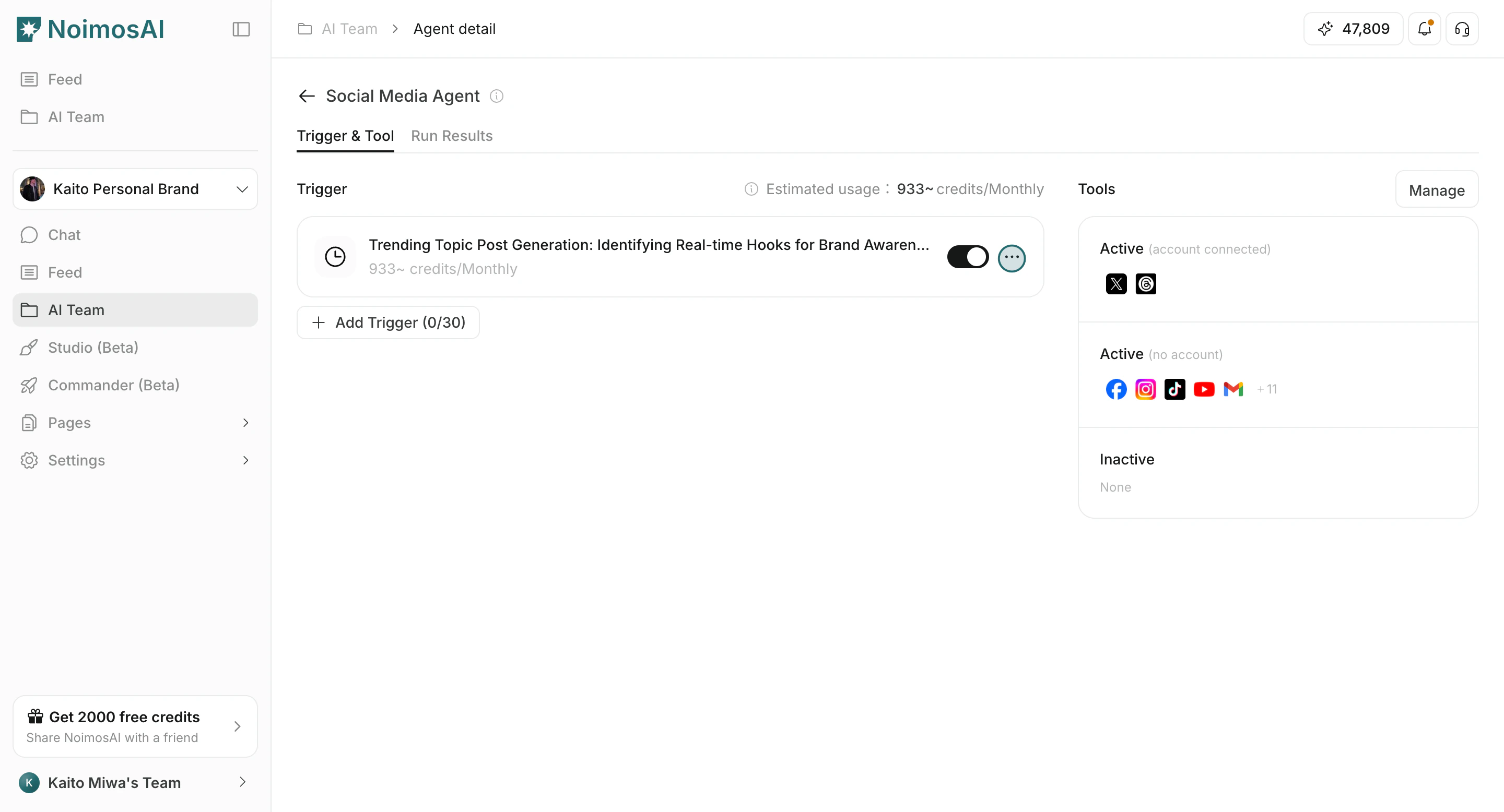 Enable and manage the created trigger
