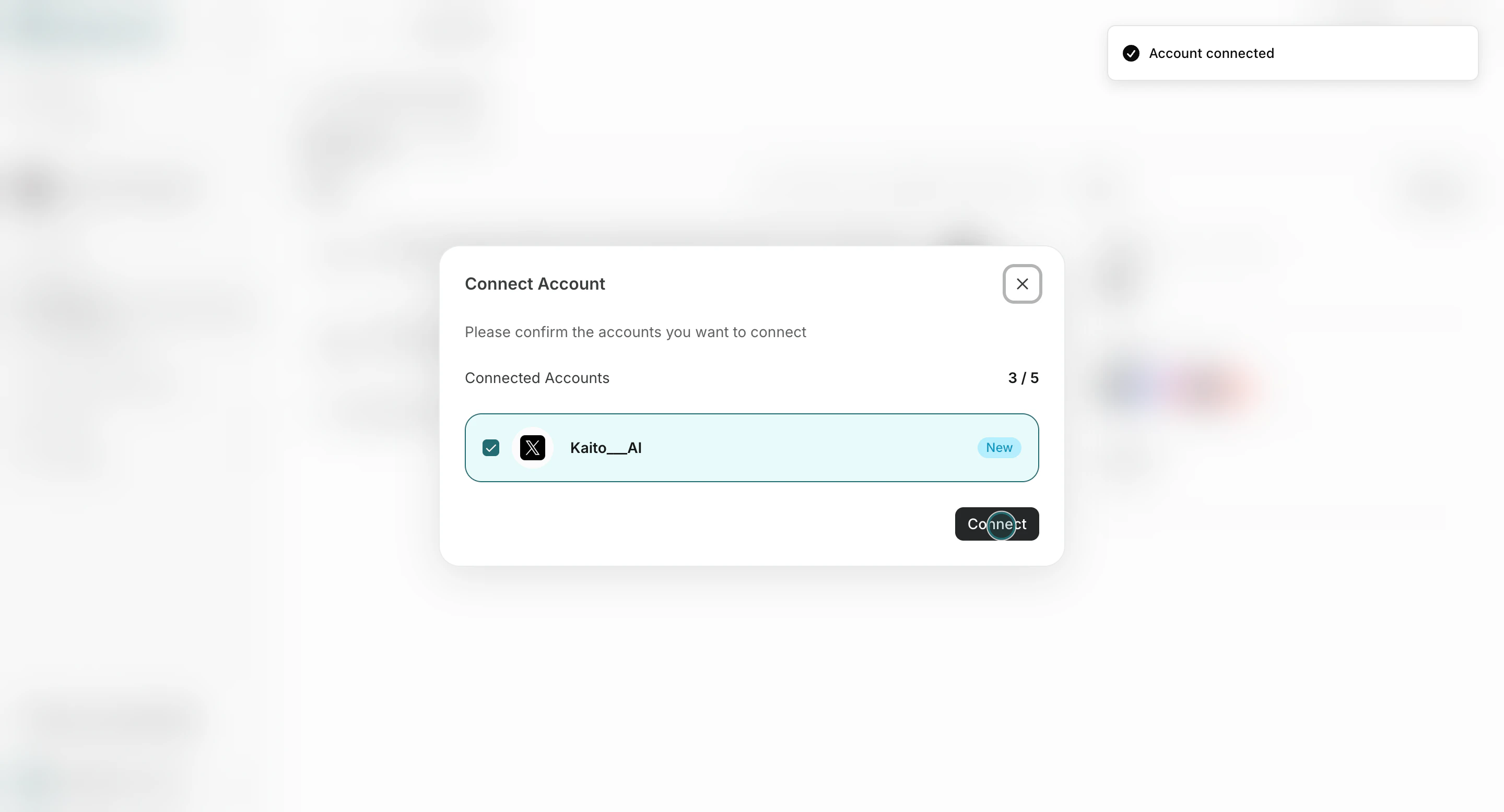 Connect and authorize account