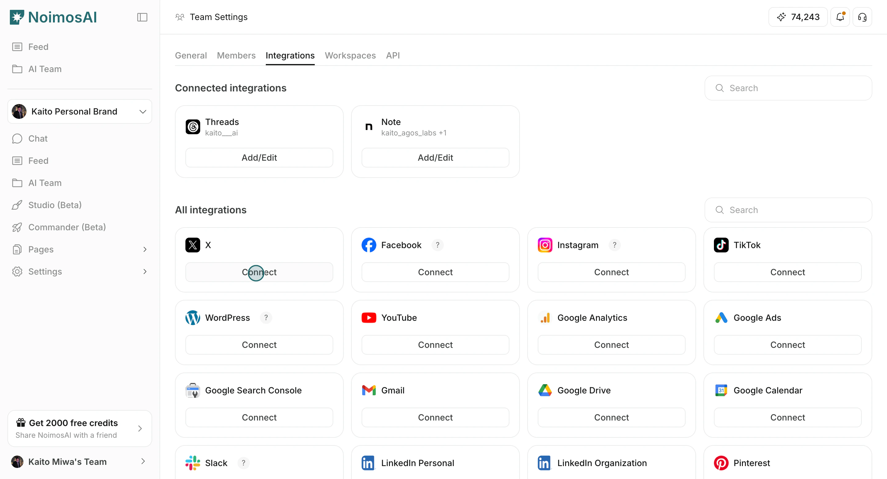 Choose an app and click Connect