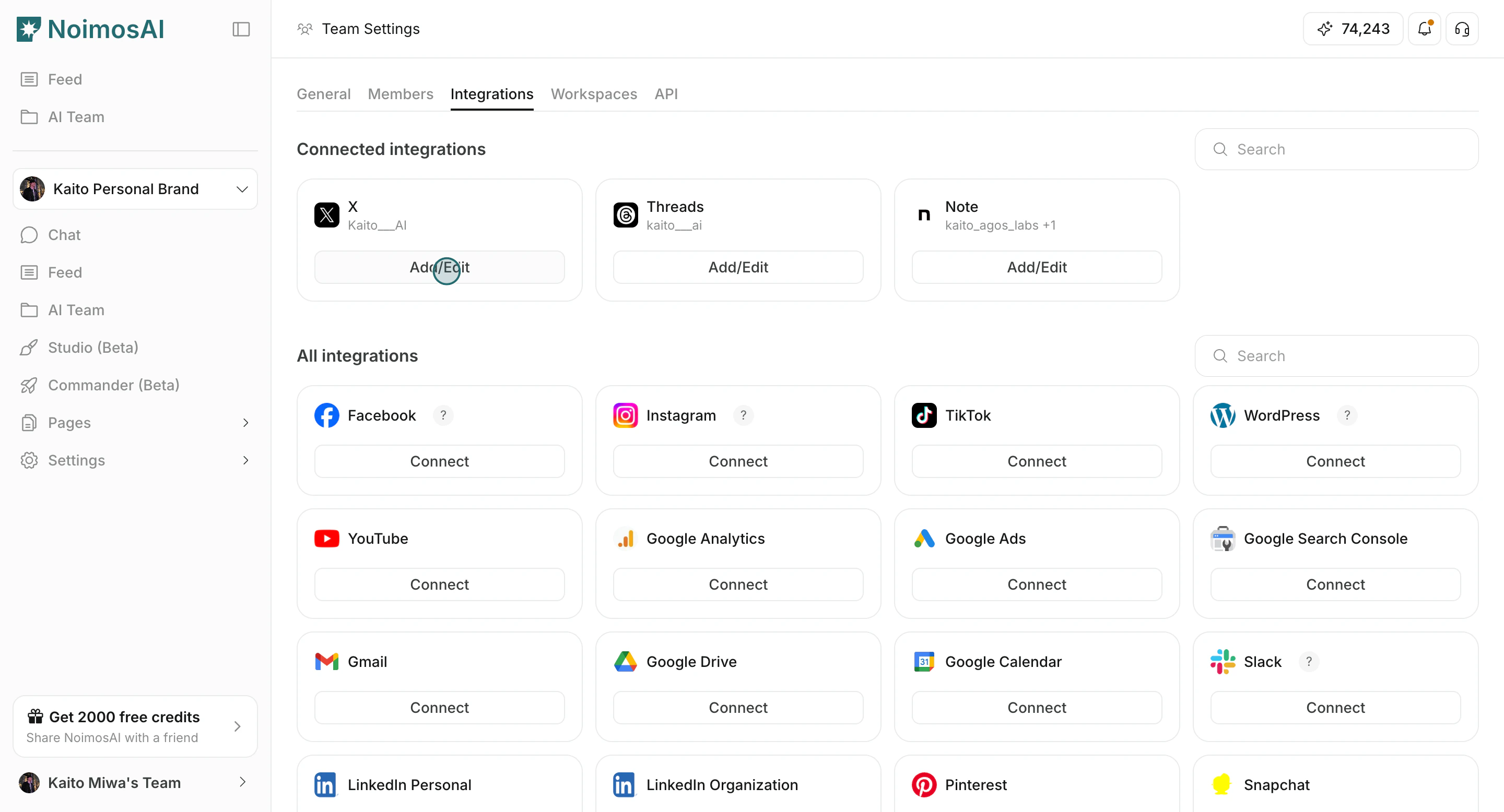 Open Add or Edit for a connected account