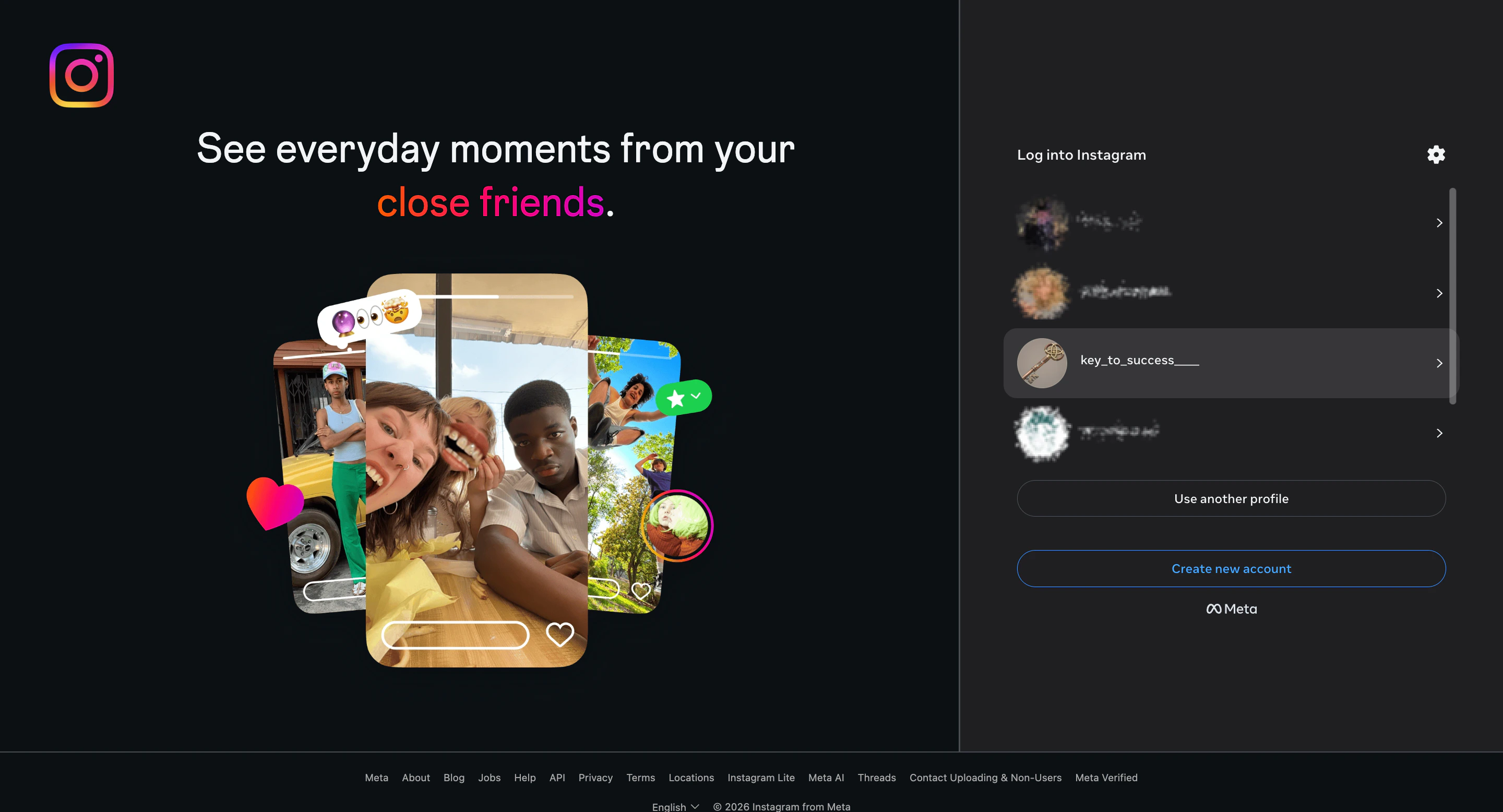 Choose Instagram profile to connect