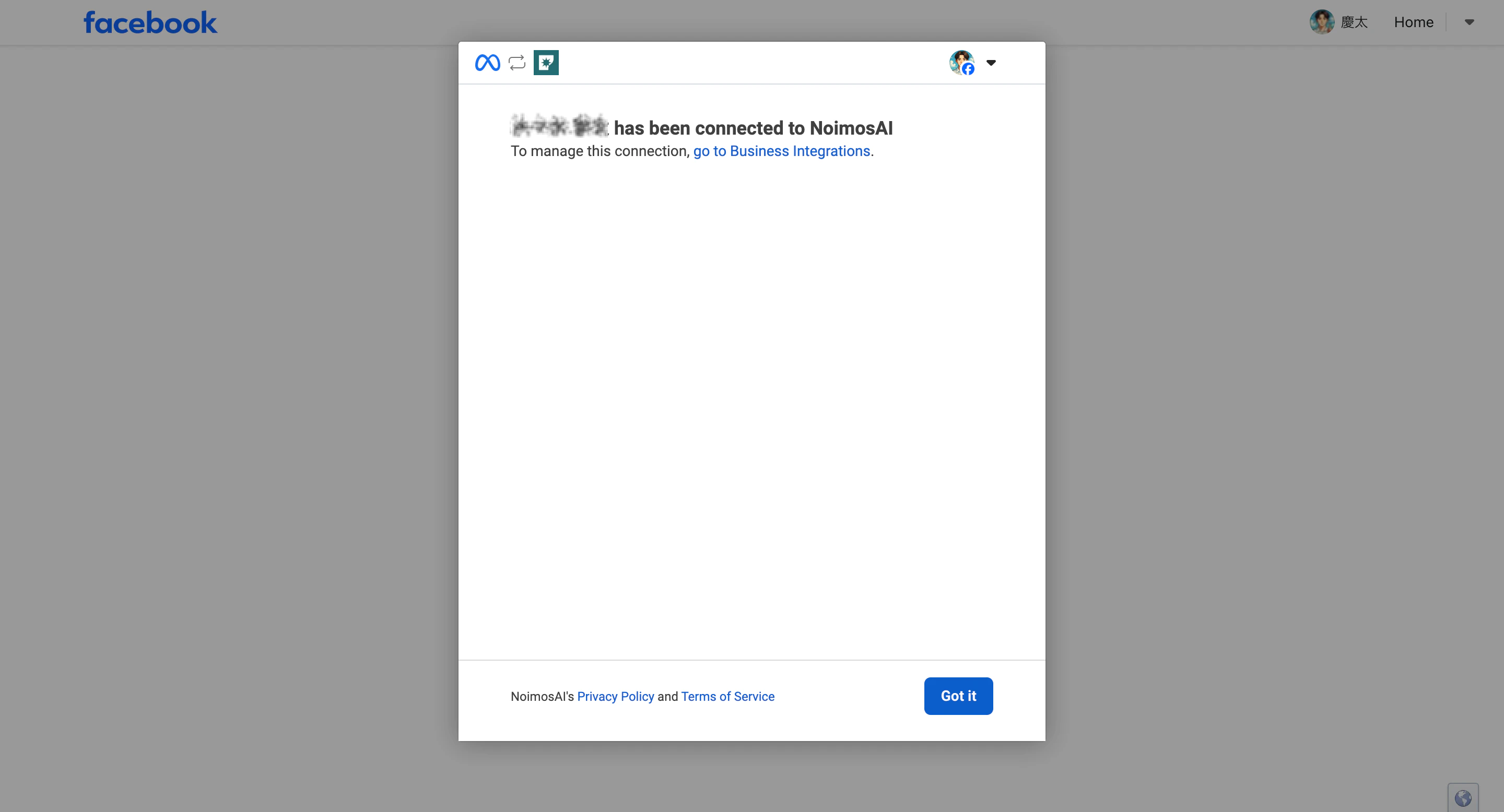 Finish Instagram connection setup and return to NoimosAI