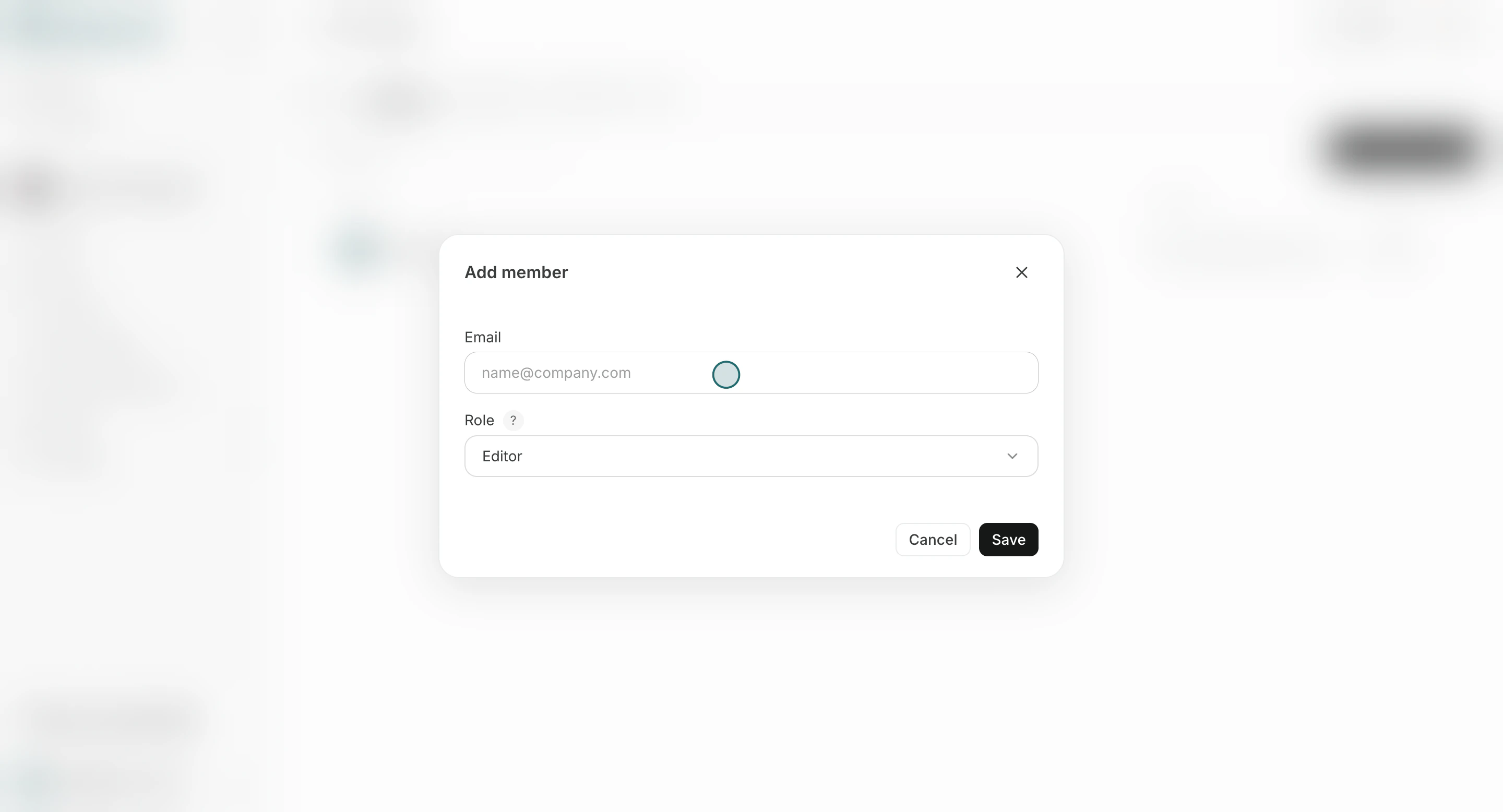 Enter a team member email address