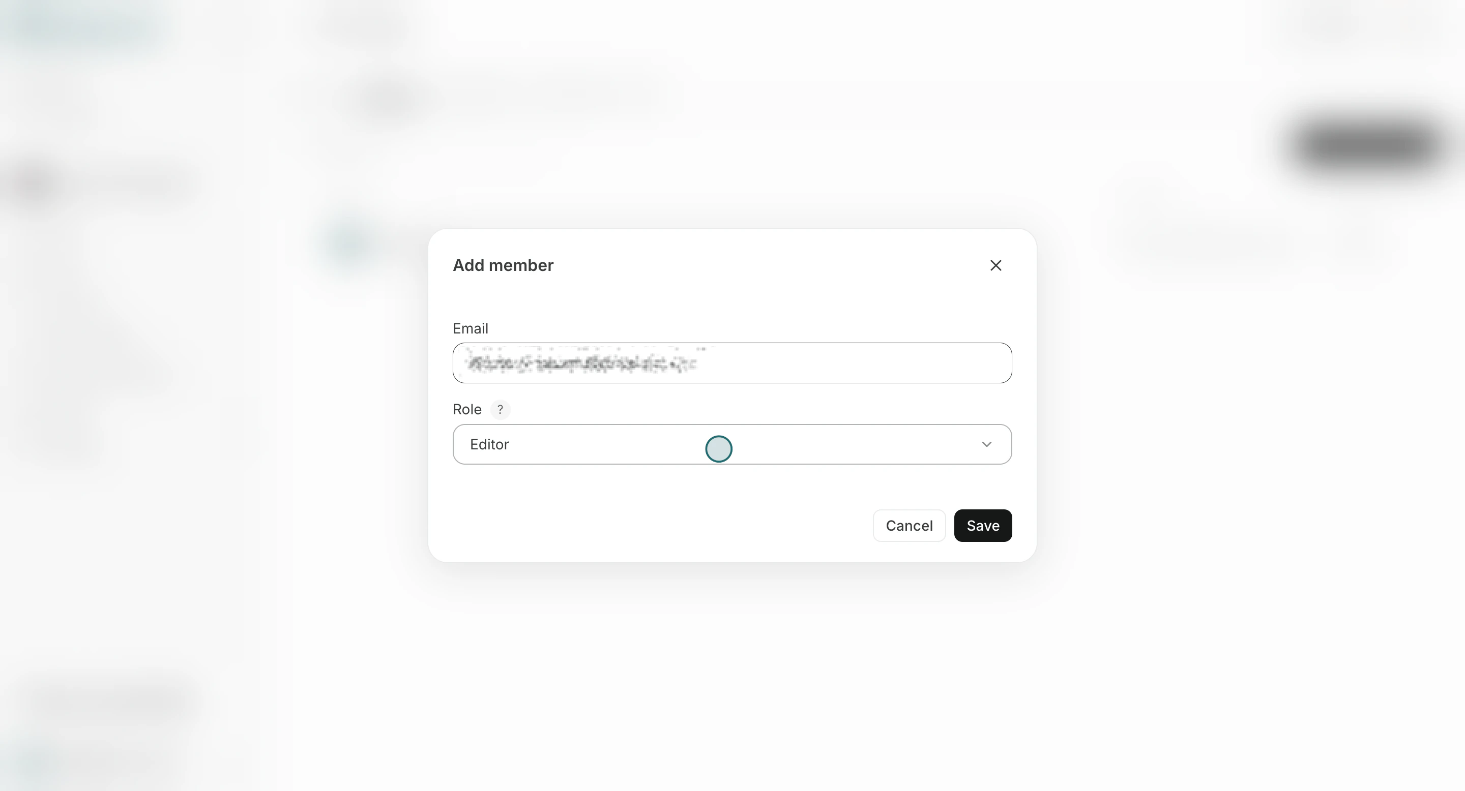 Select role for invited team member