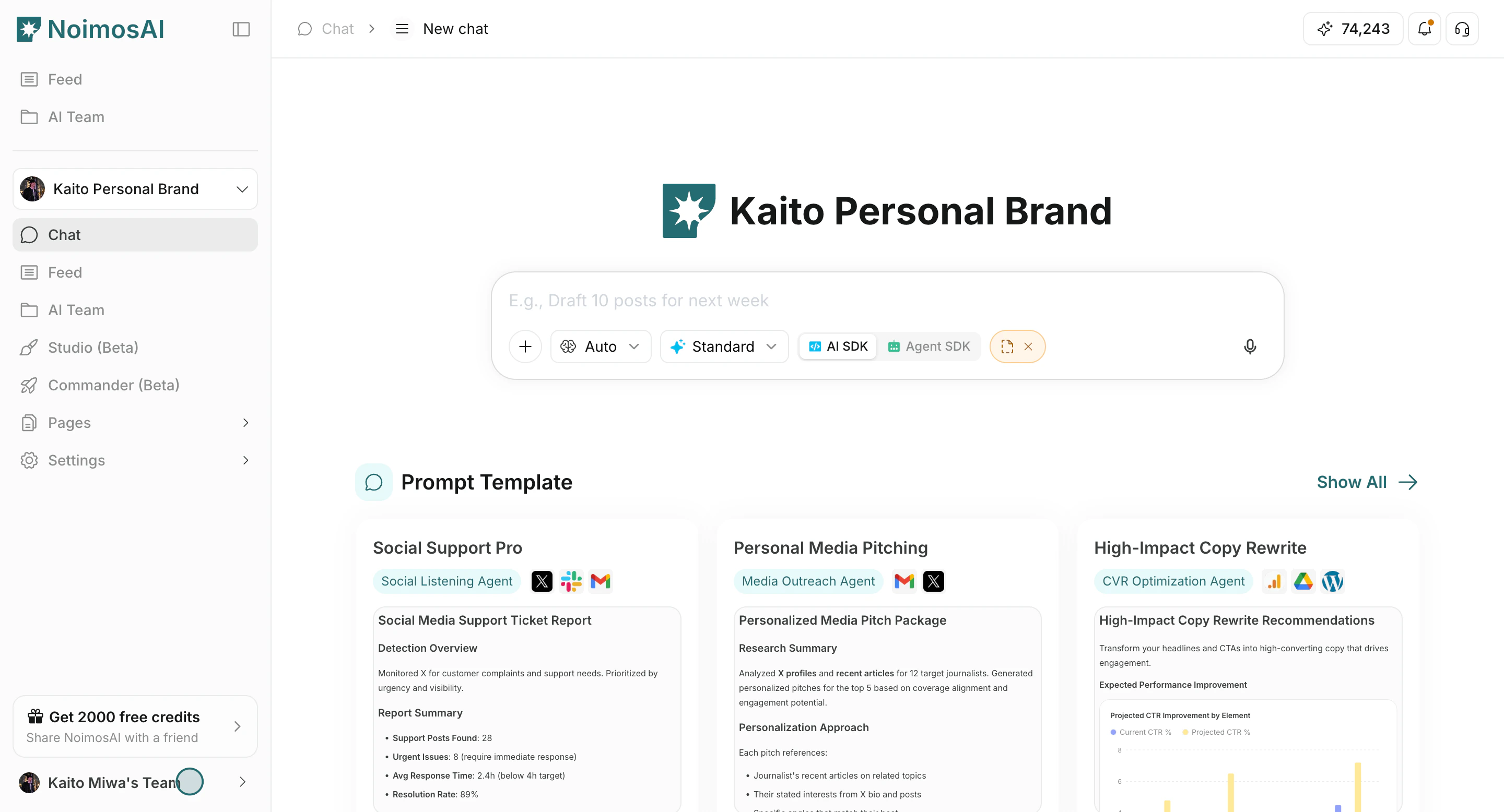 Open Team Settings from sidebar