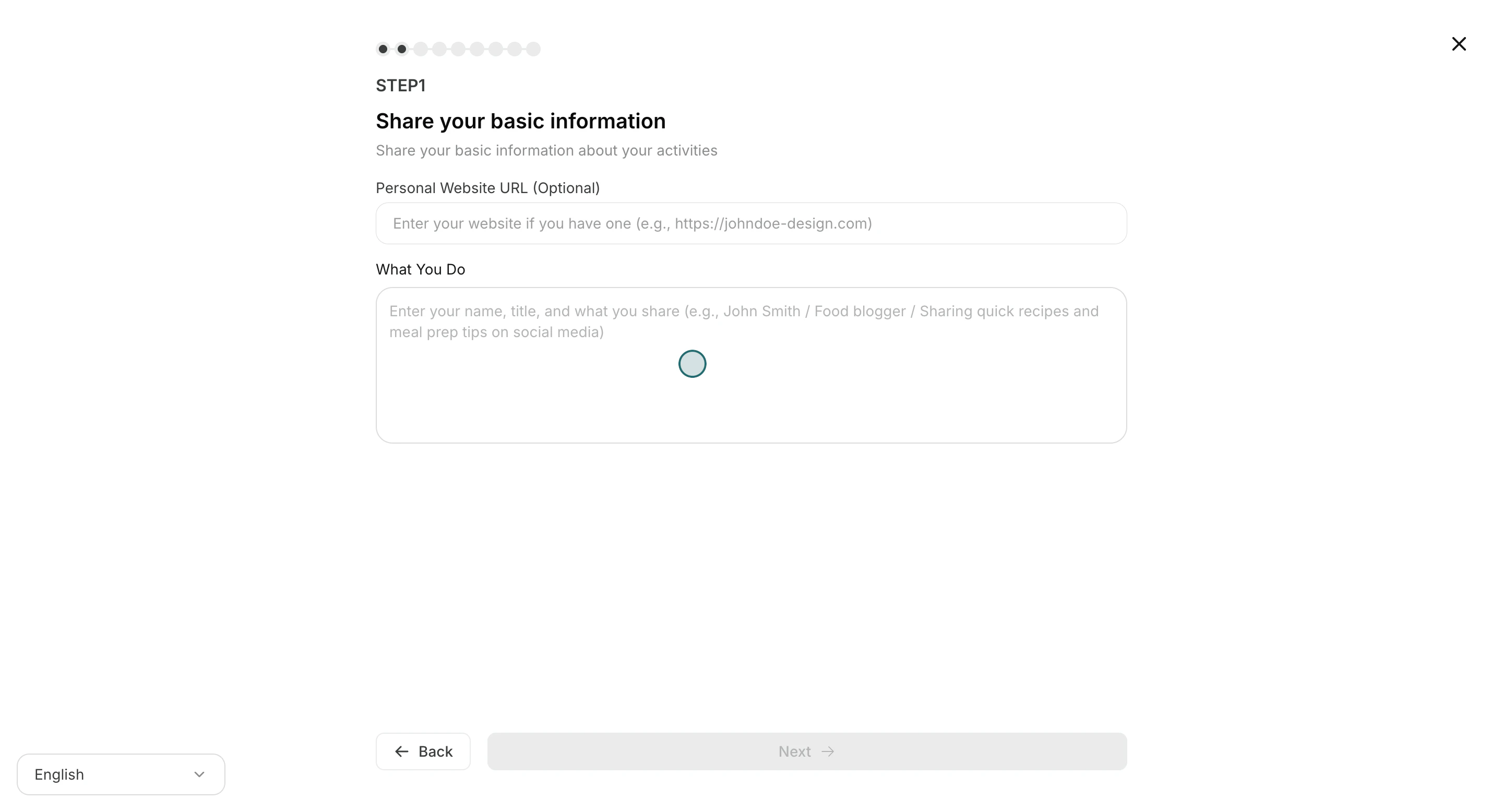 Enter basic information for the workspace