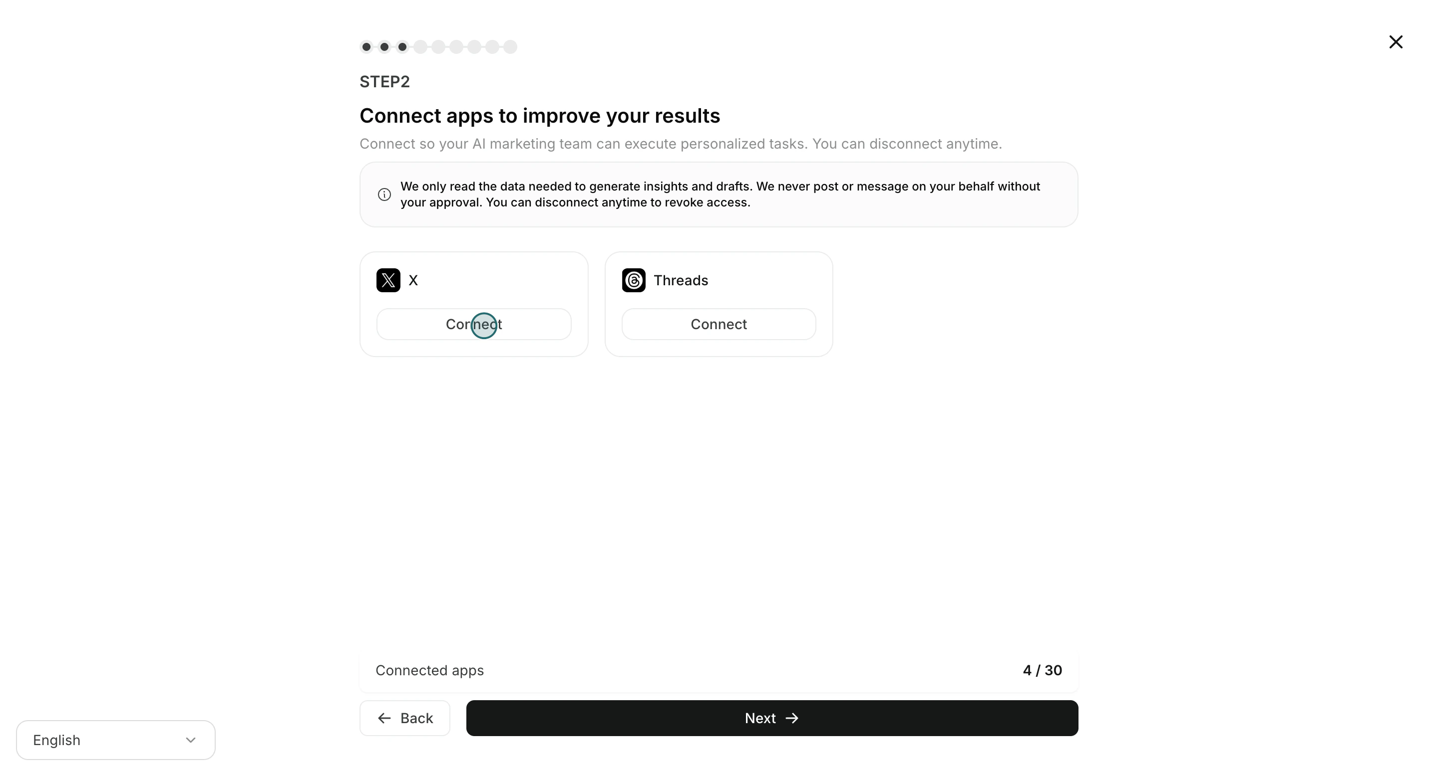 Connect app accounts during workspace onboarding