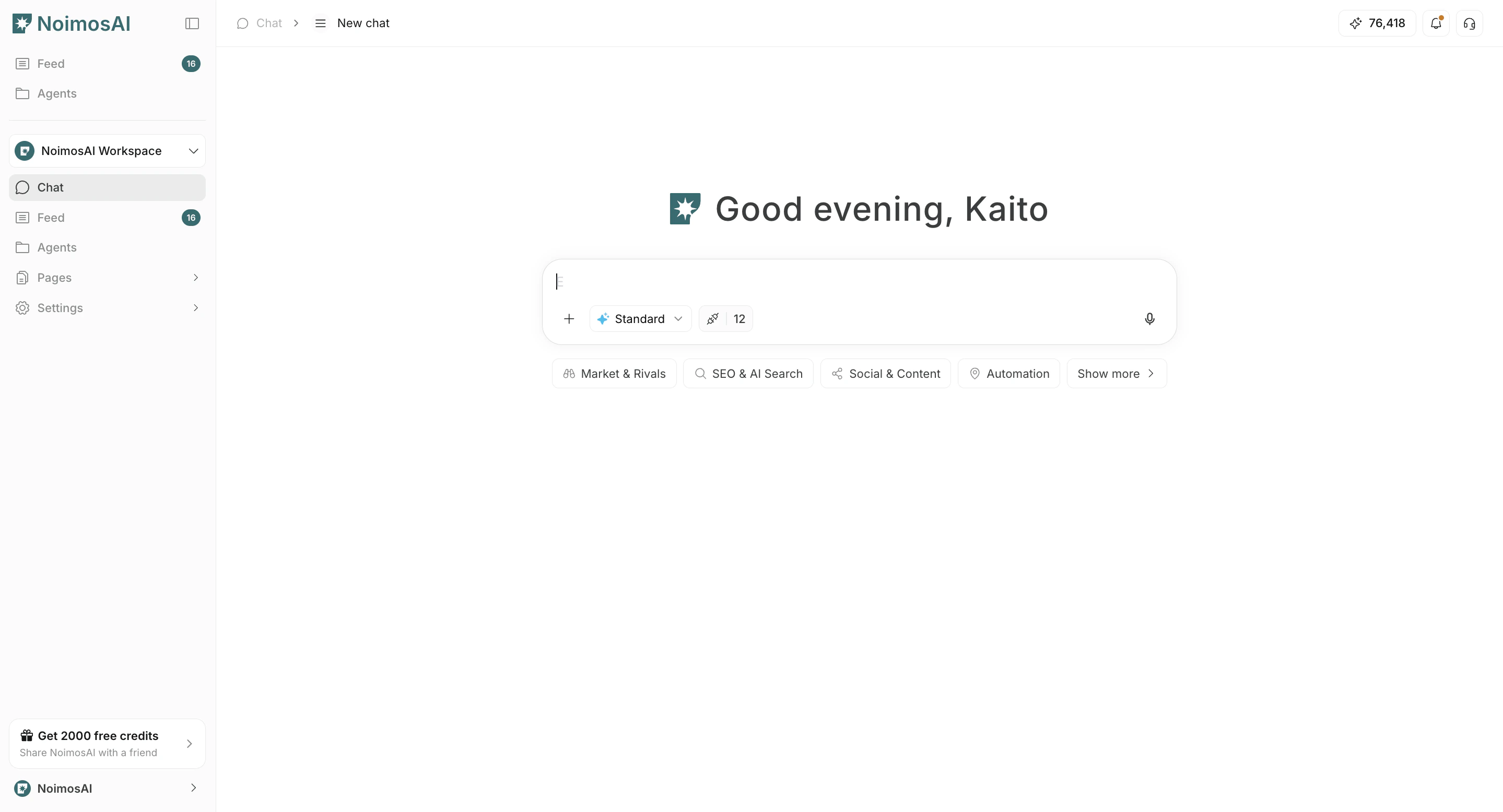 Sidebar navigation in a workspace