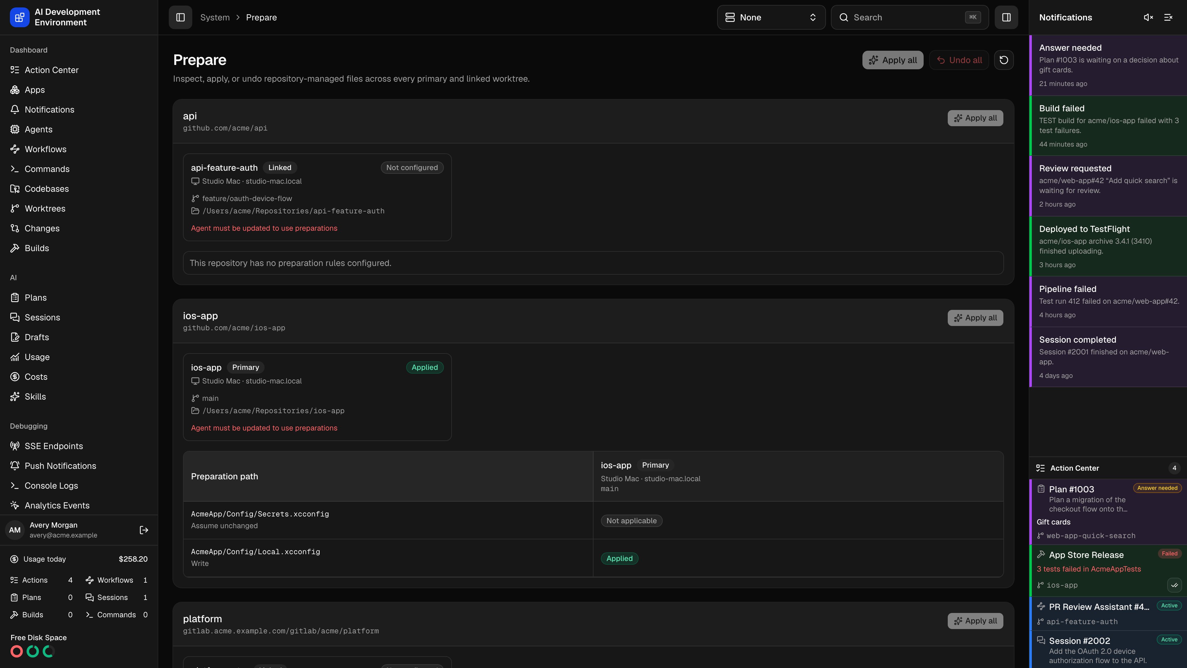 Prepare page in dark theme