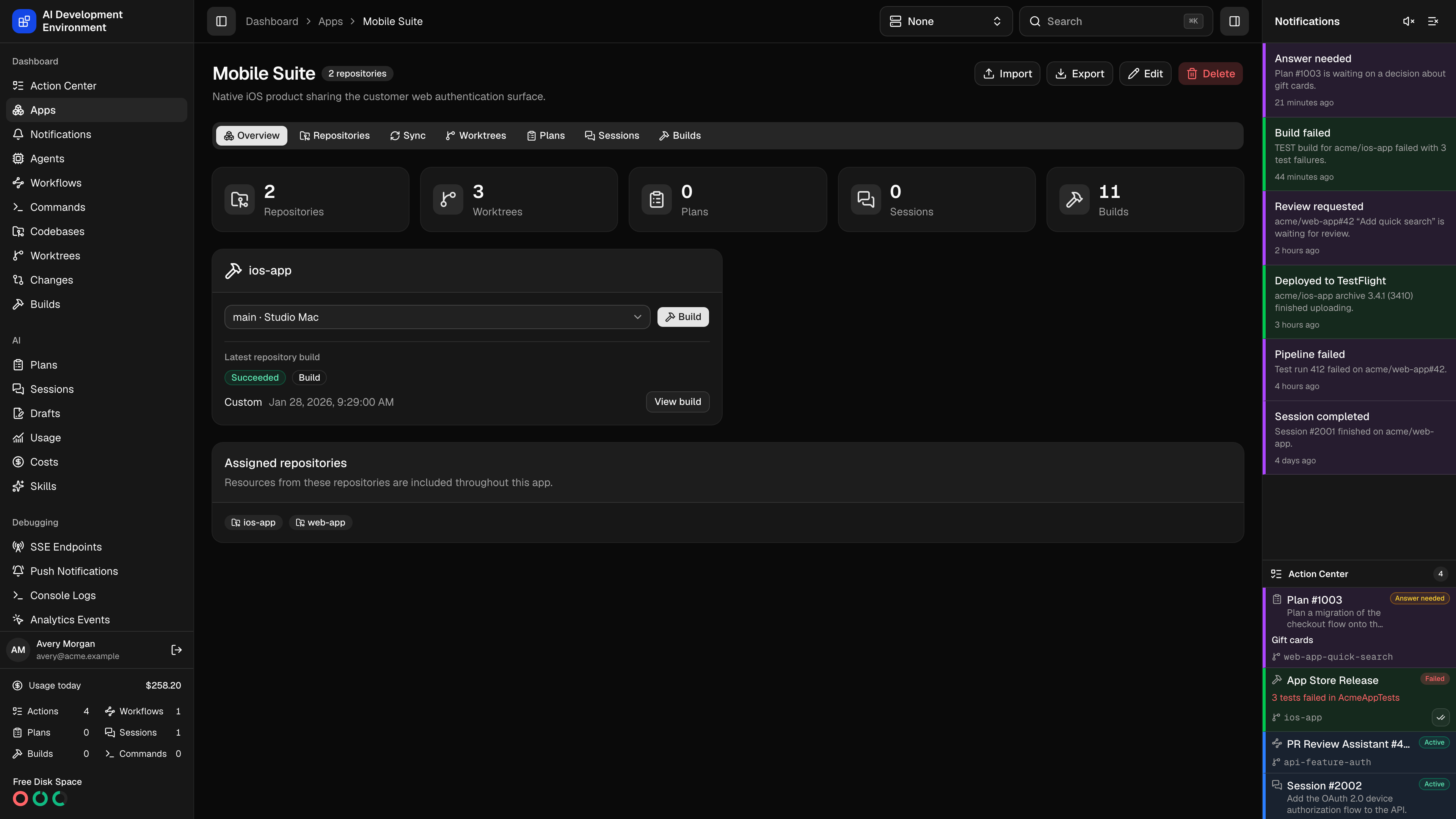 Repository Build cards in dark theme