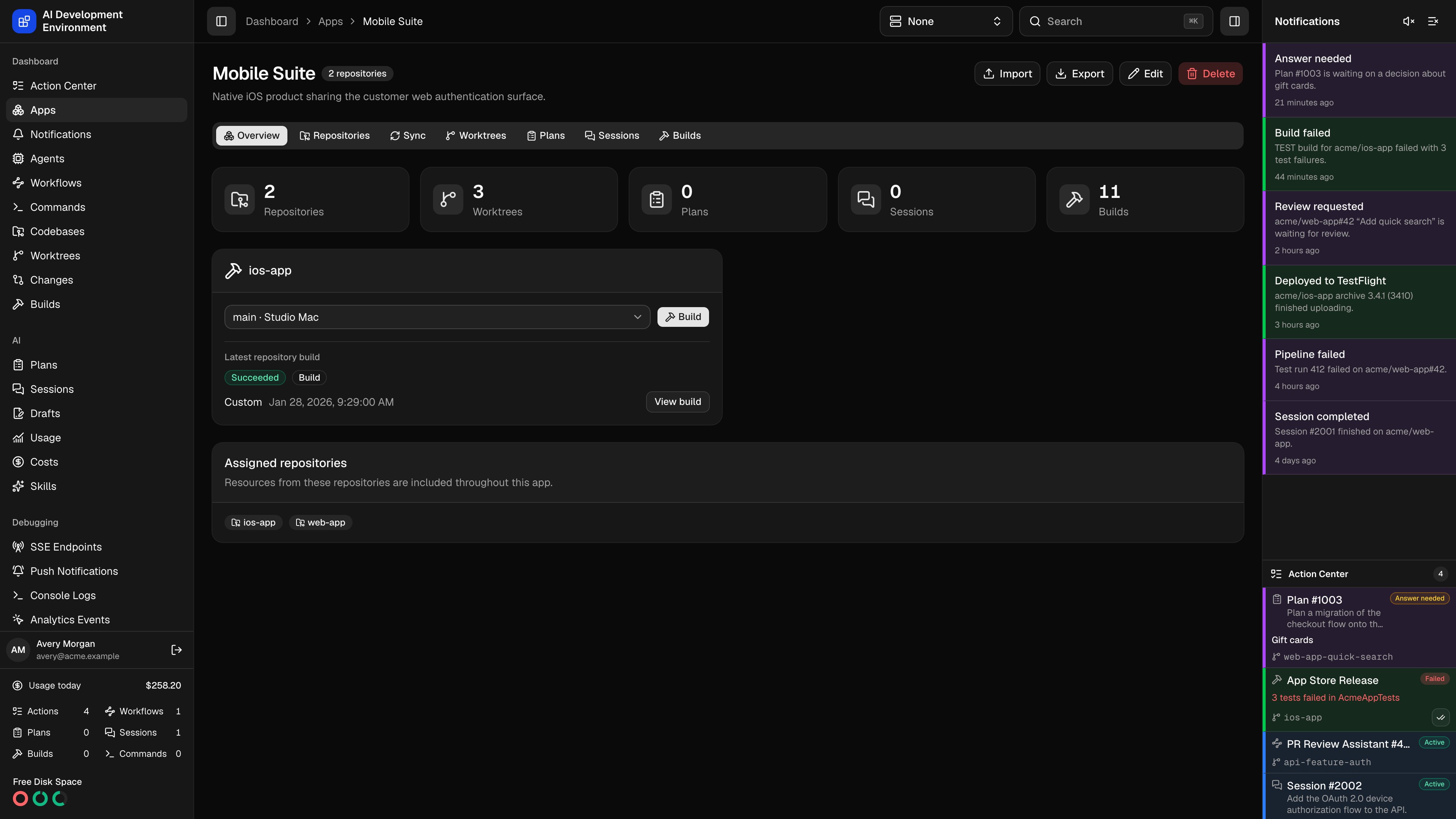 Repository Build cards in dark theme
