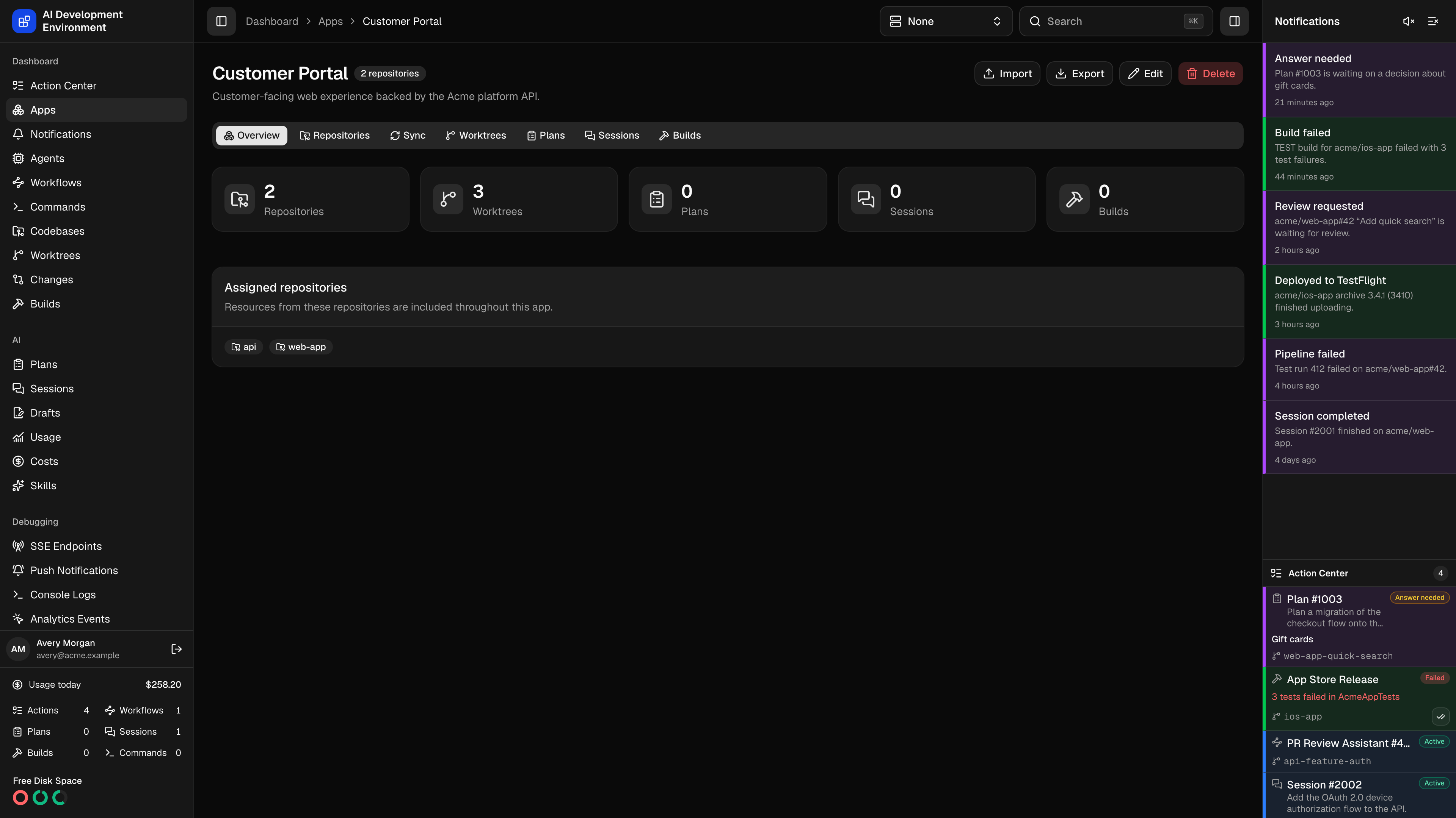 App details in dark theme
