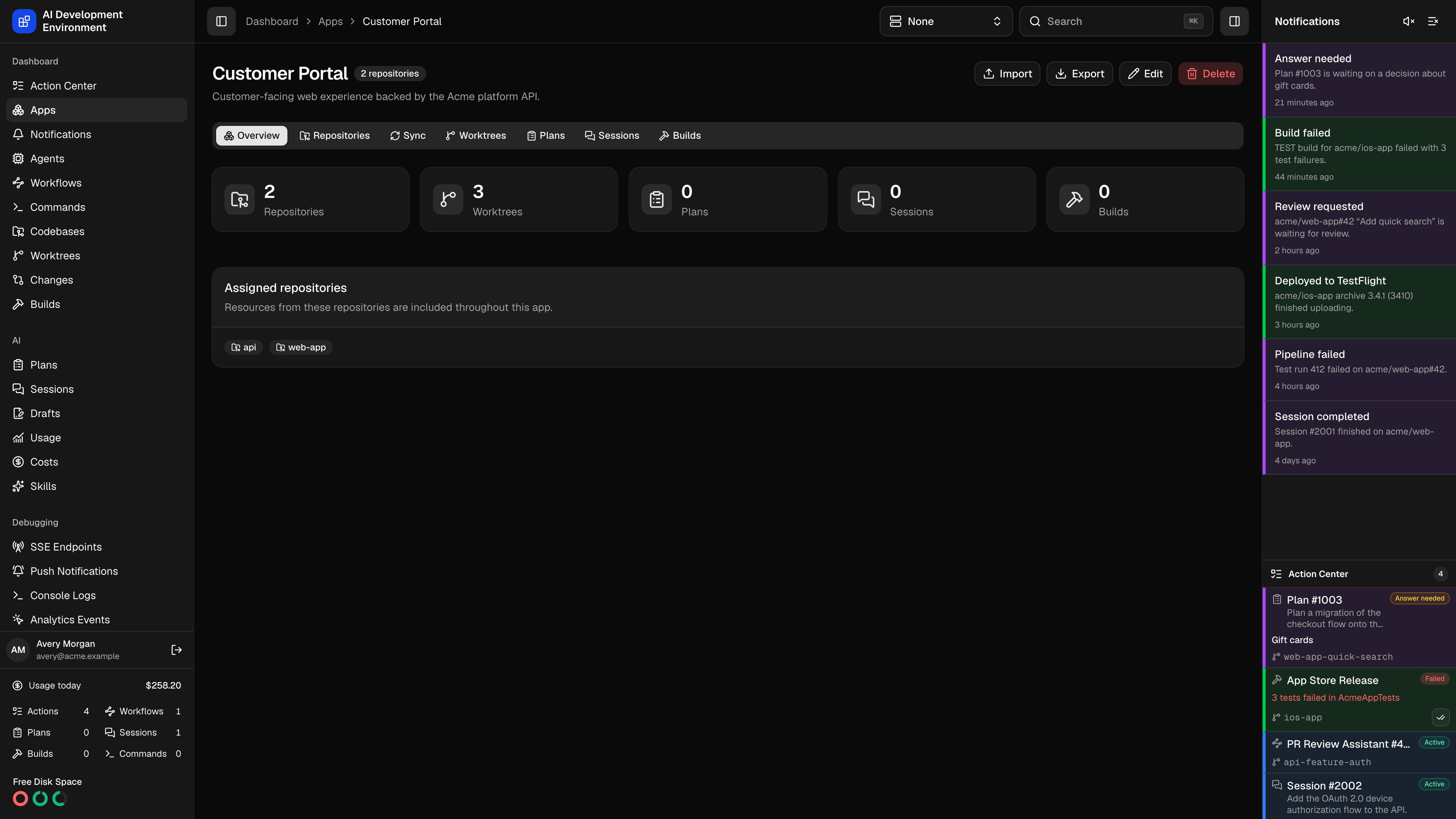 App details in dark theme