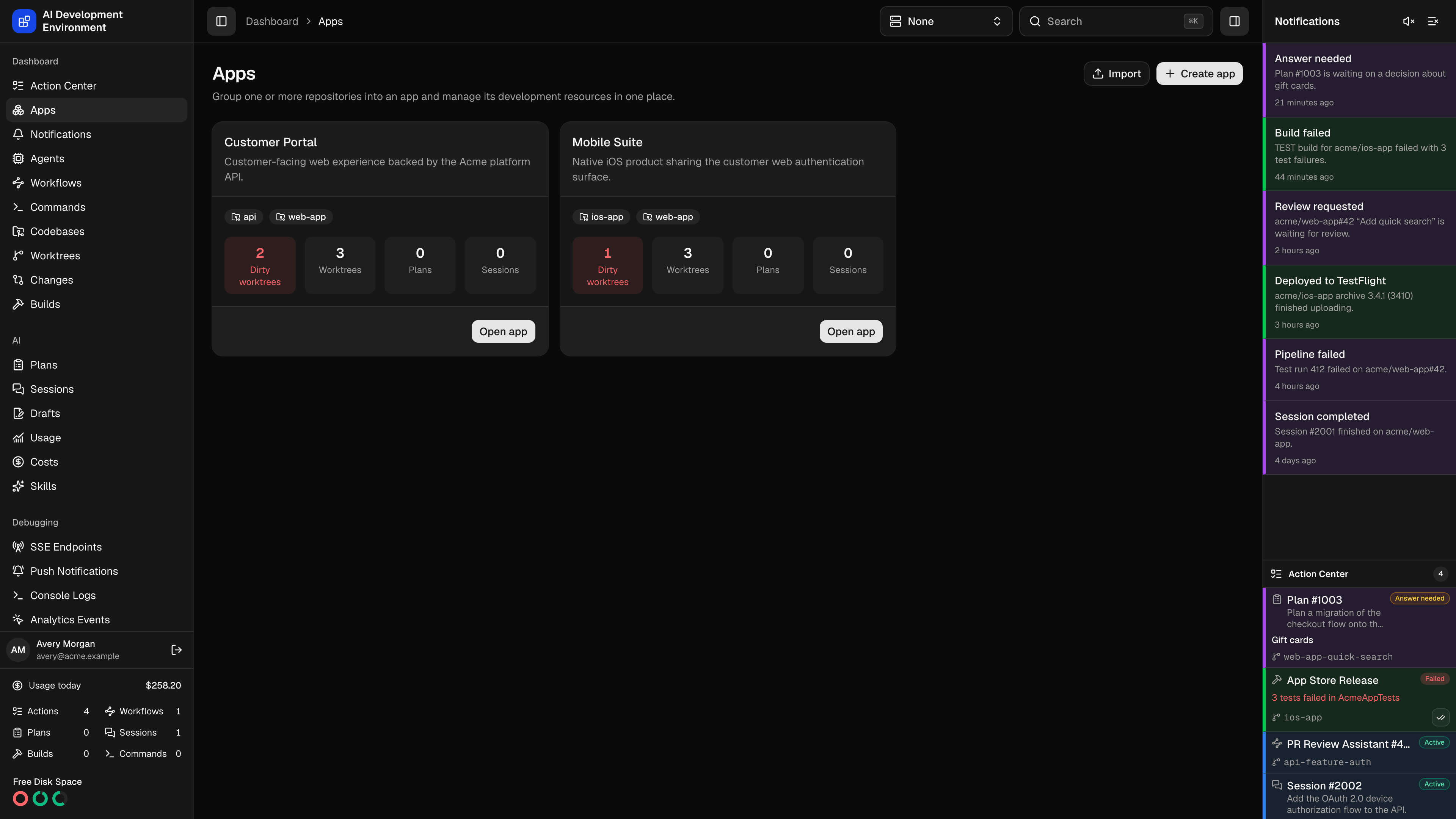 Apps in dark theme
