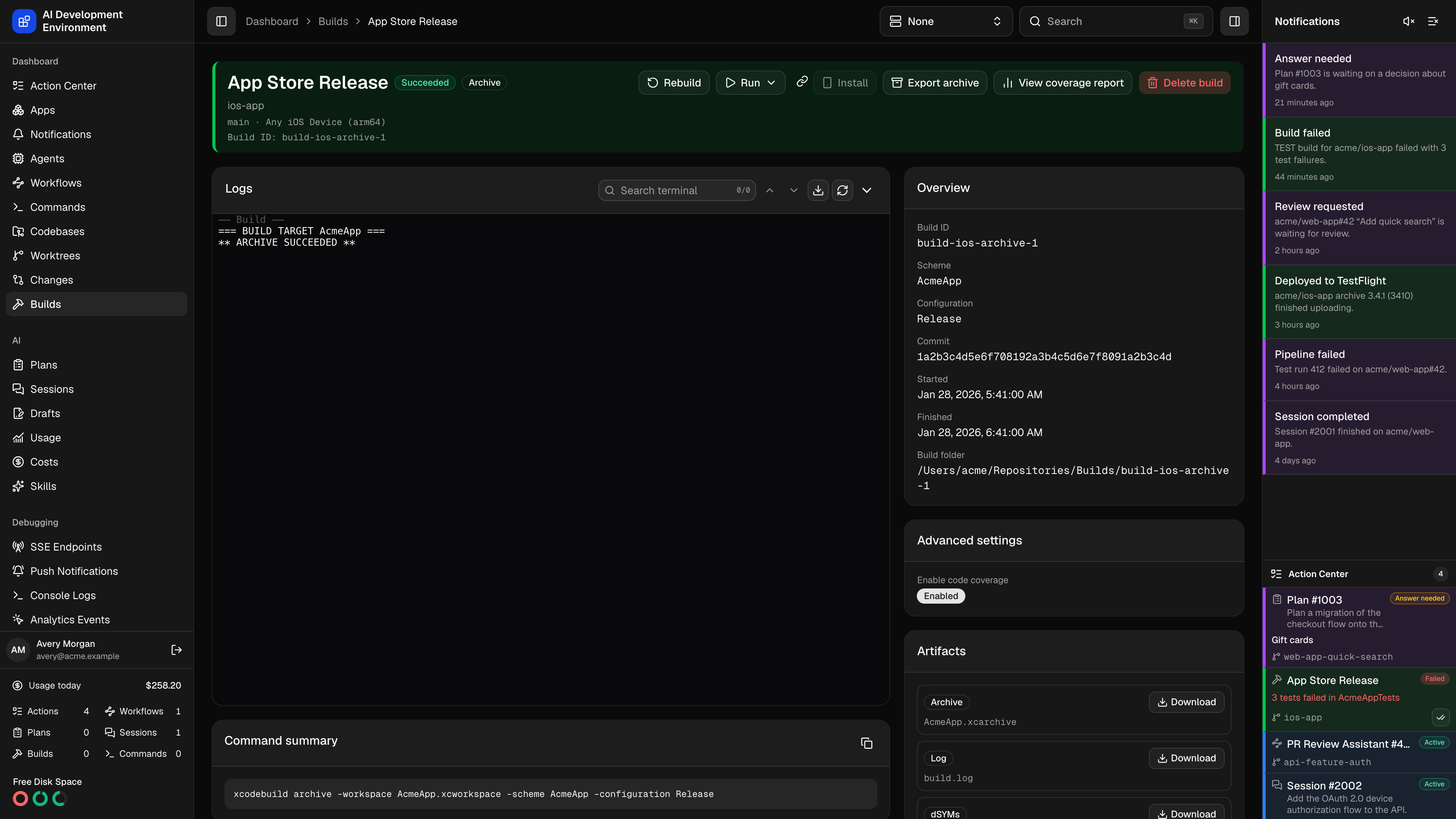 Build details in dark theme
