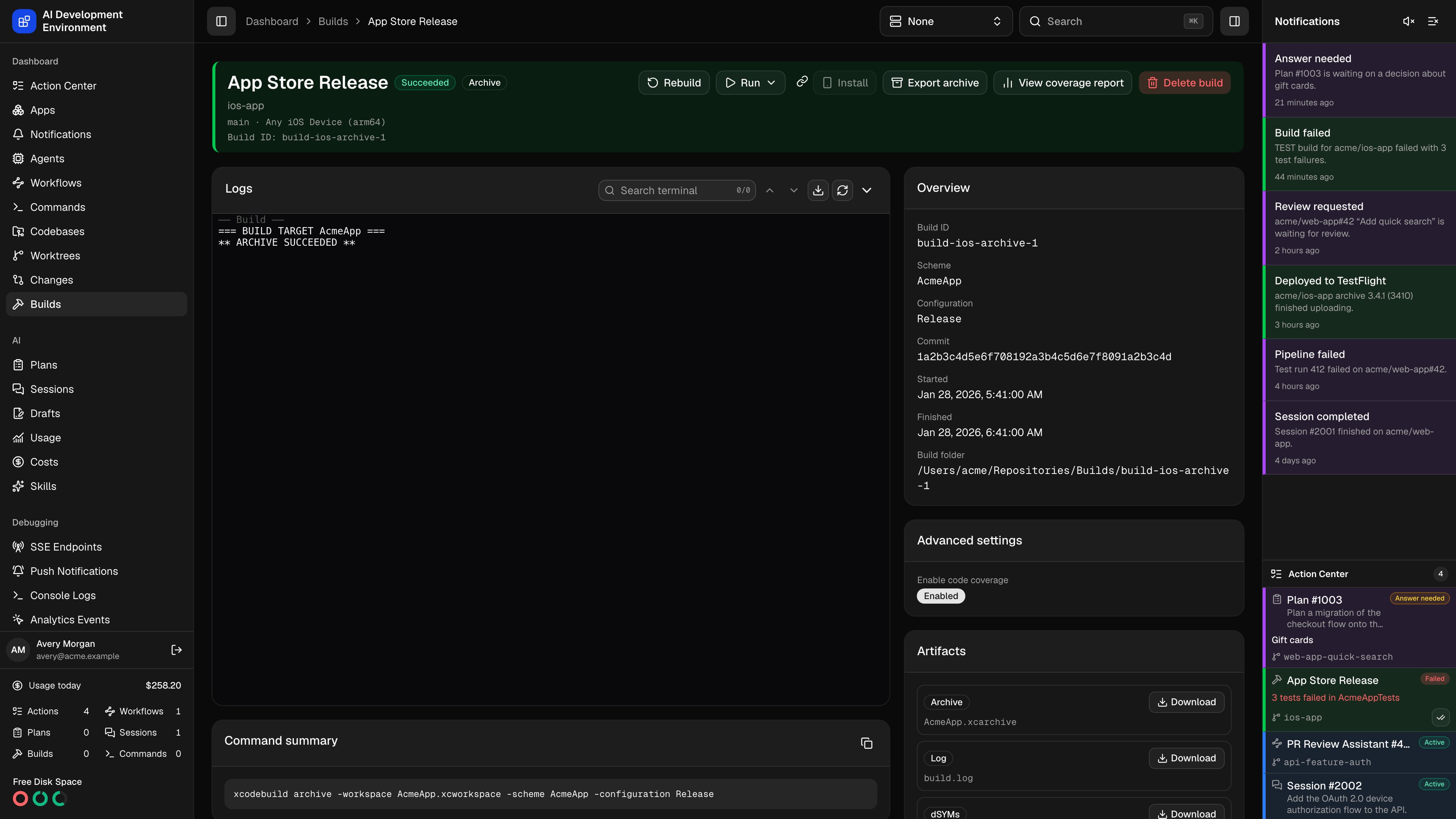 Build details in dark theme
