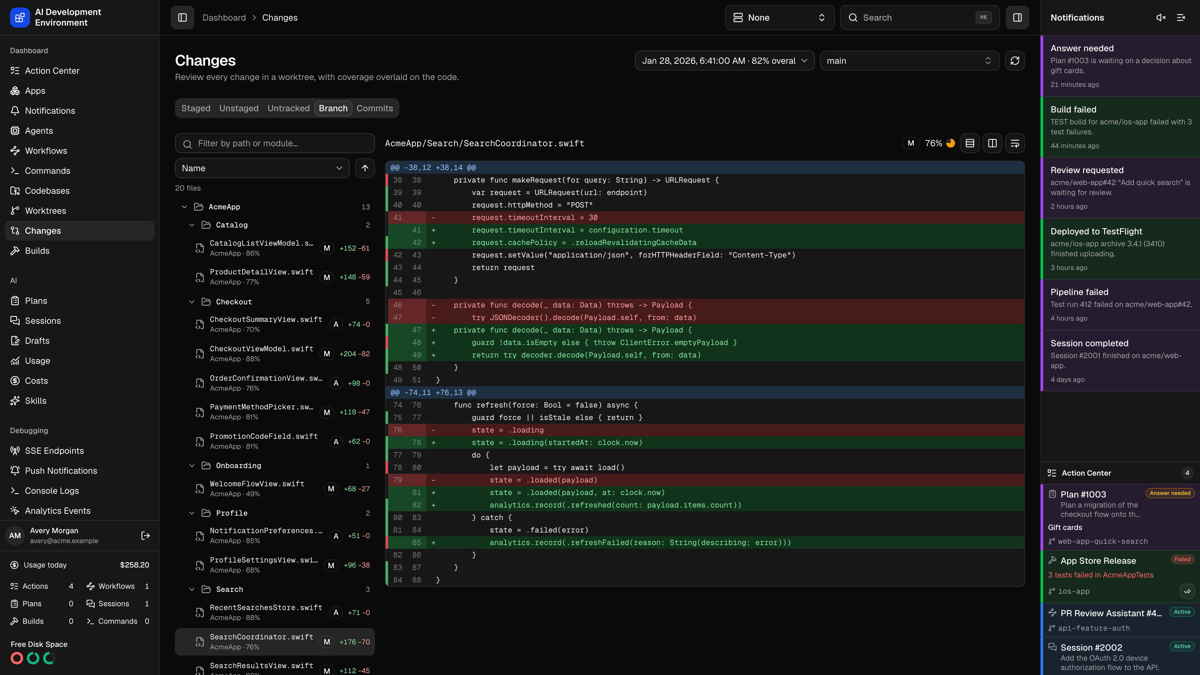 Changes in dark theme
