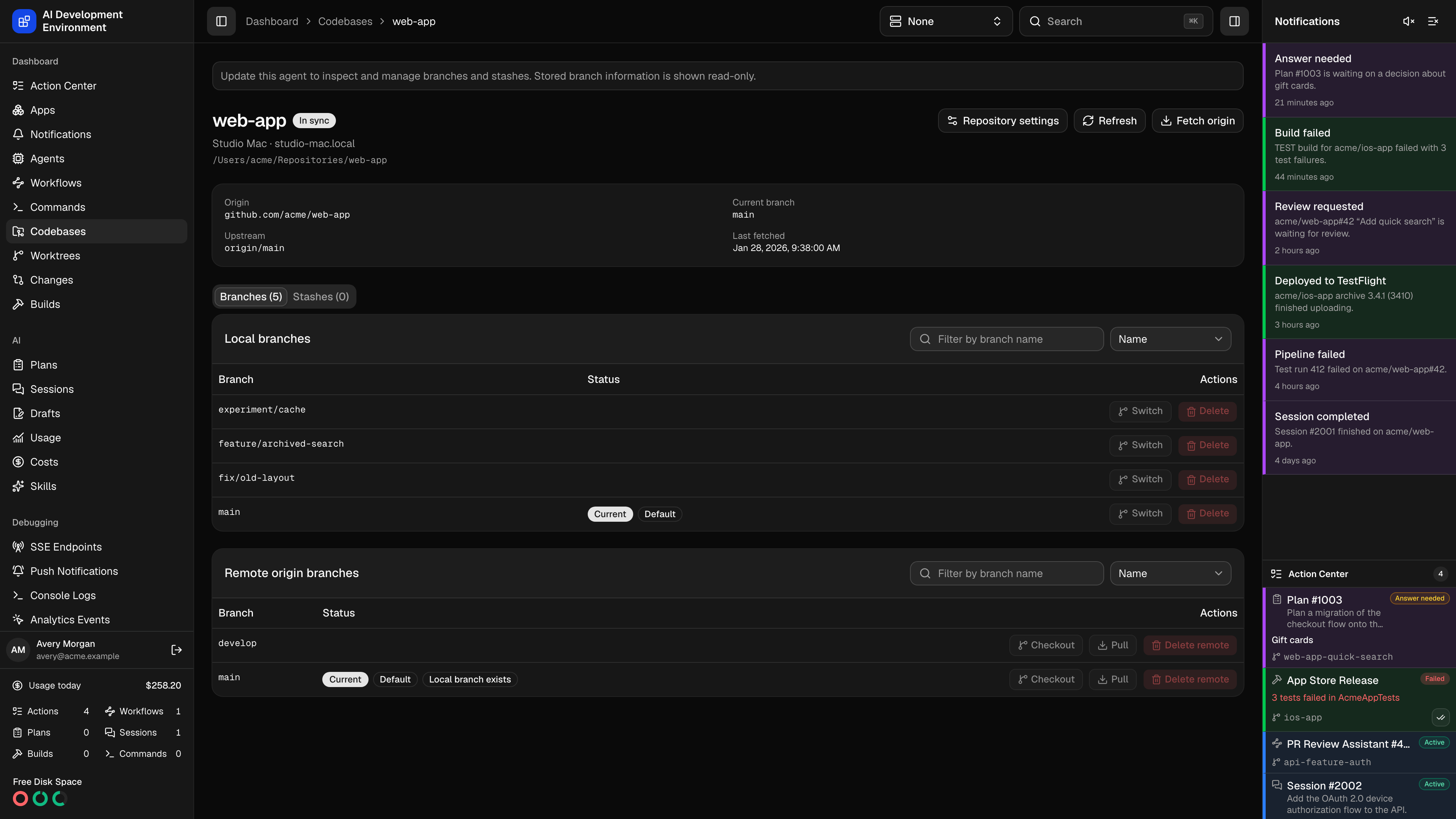 Codebase details in dark theme
