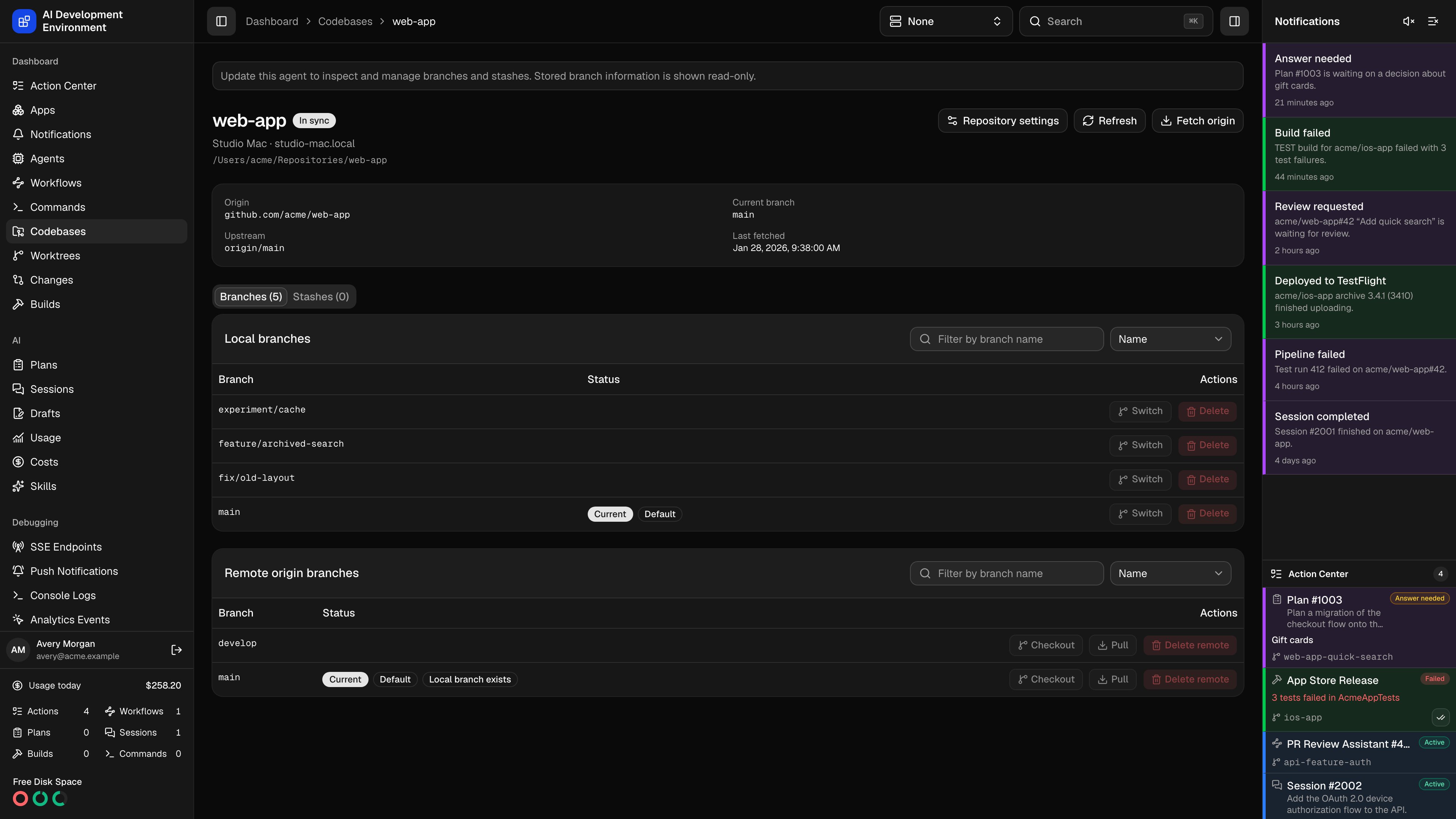 Codebase details in dark theme