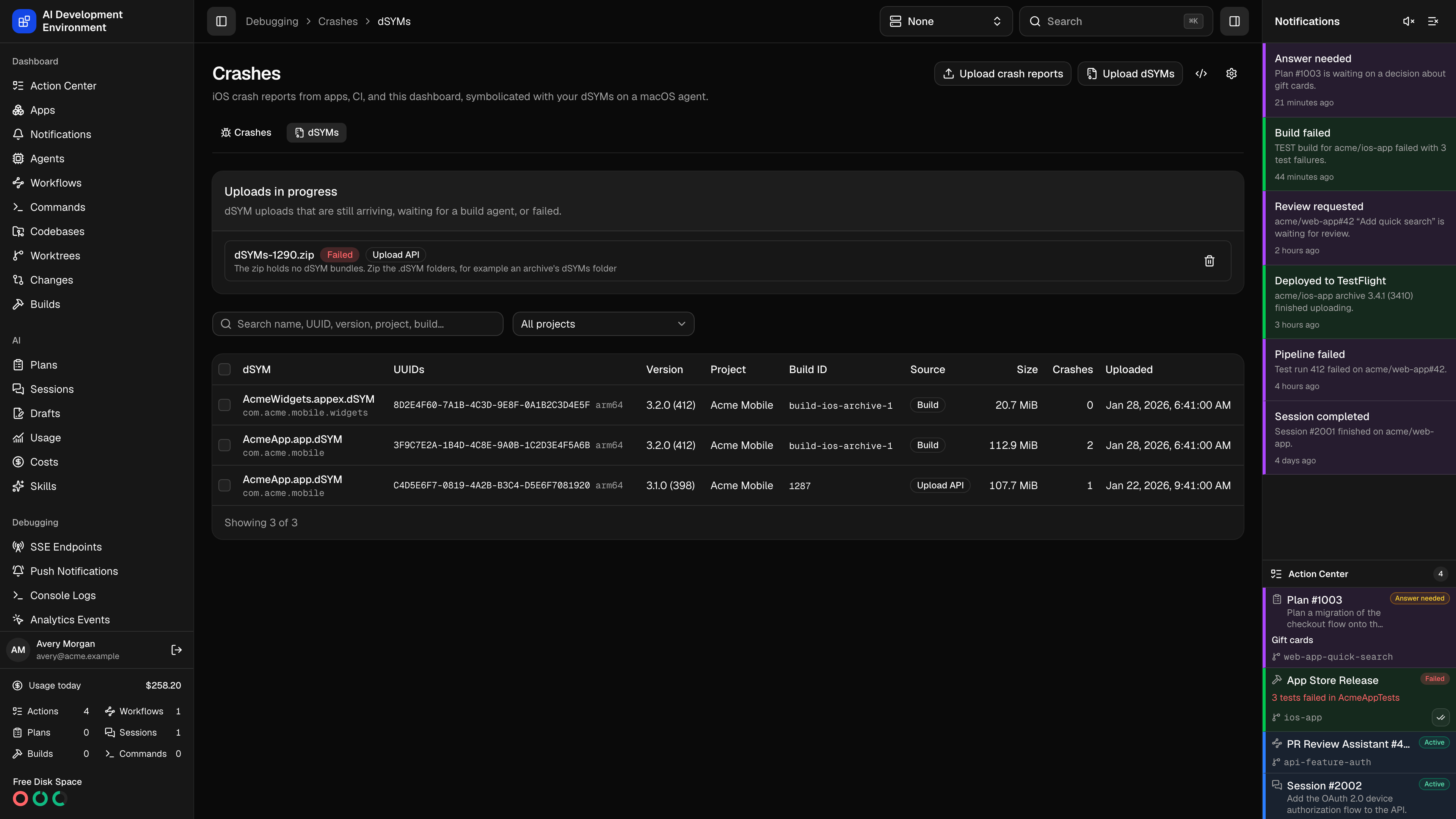 dSYMs in dark theme