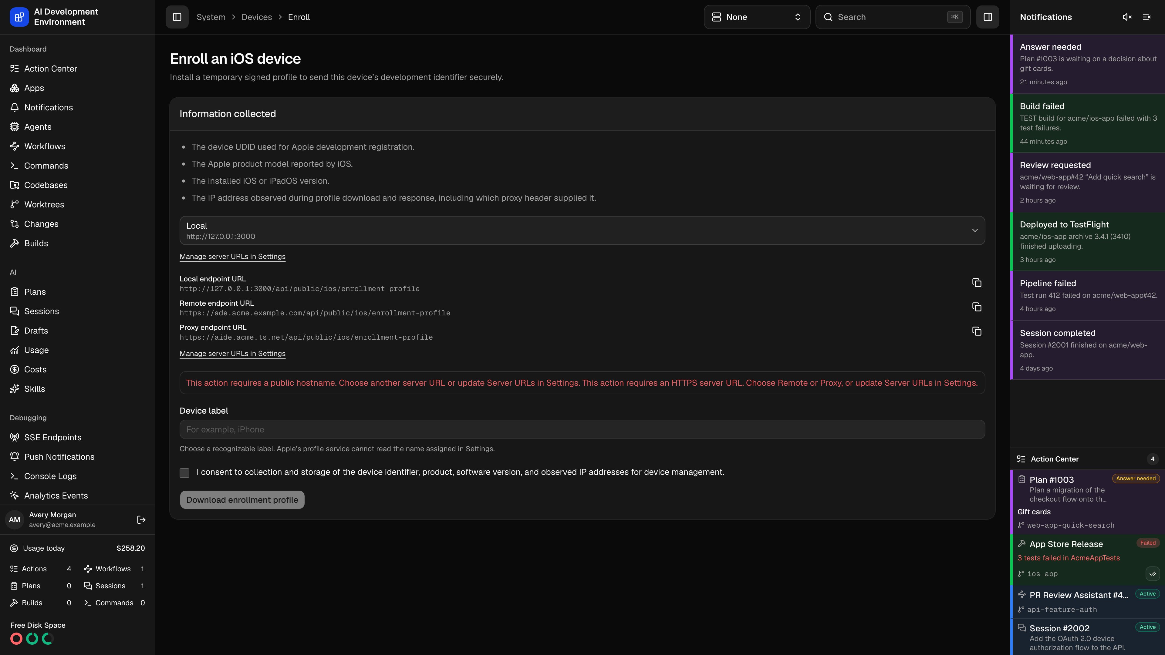 Enroll device in dark theme
