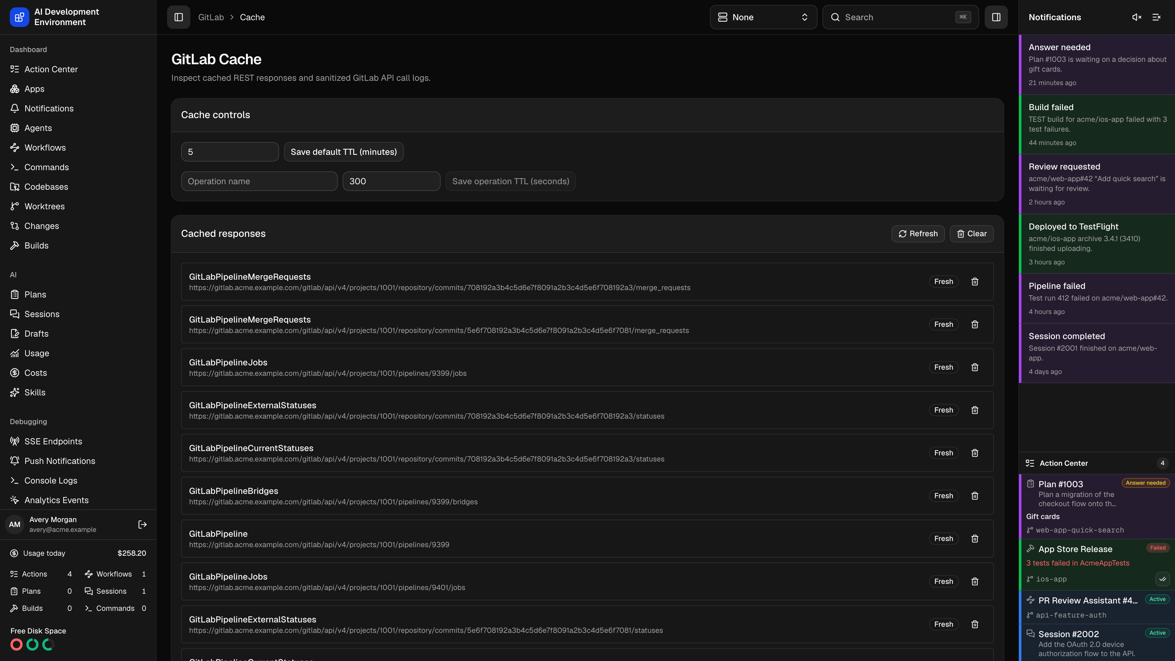 GitLab Cache in dark theme