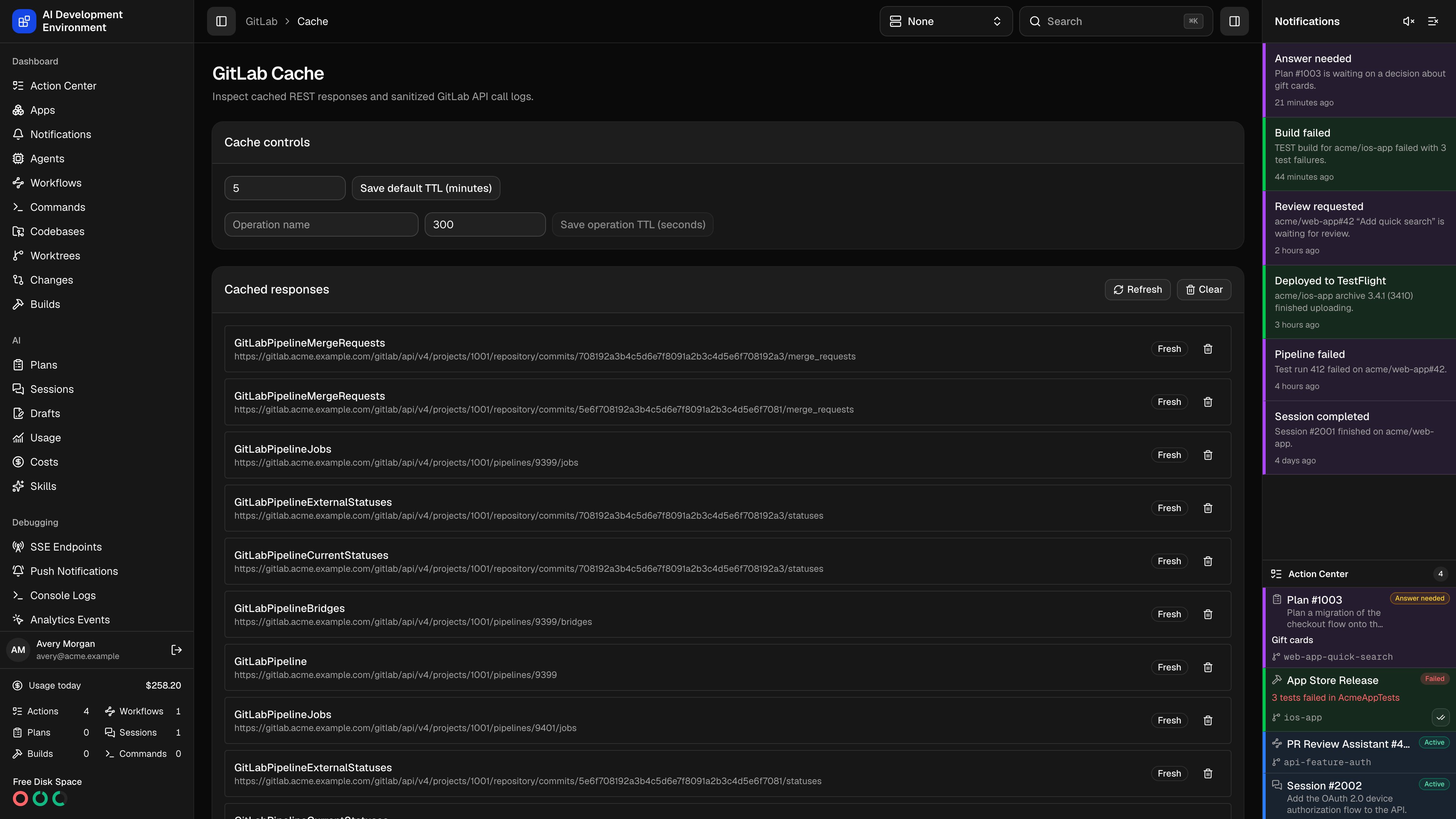 GitLab Cache in dark theme