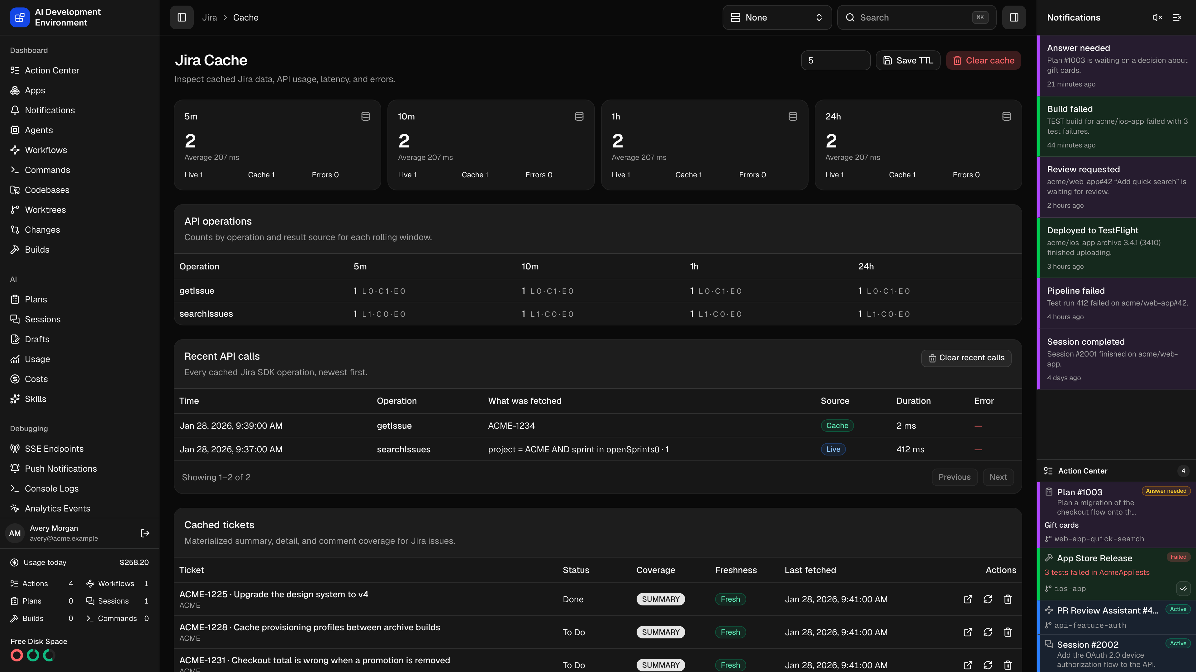 Jira Cache in dark theme