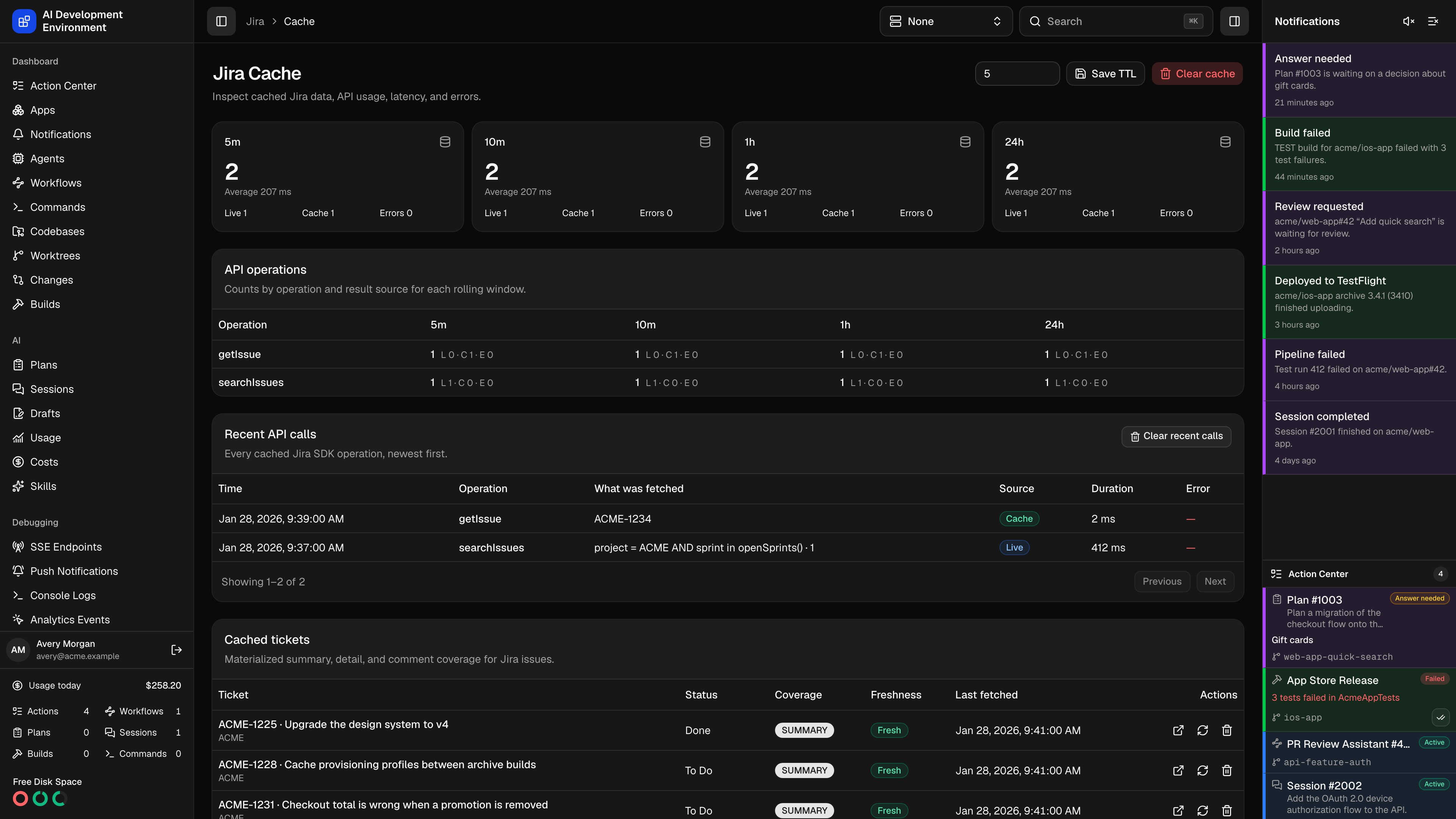 Jira Cache in dark theme
