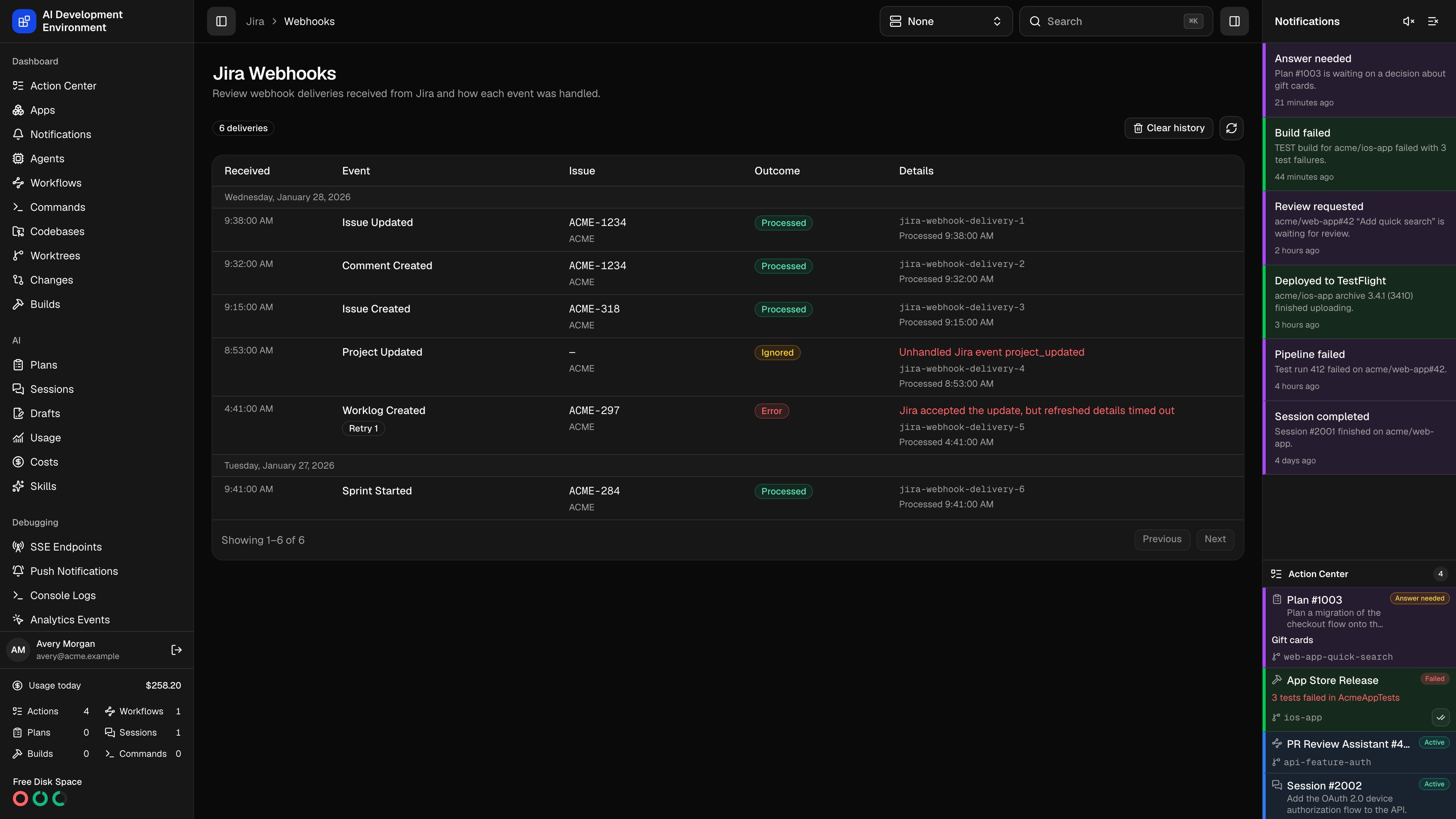 Jira Webhooks in dark theme