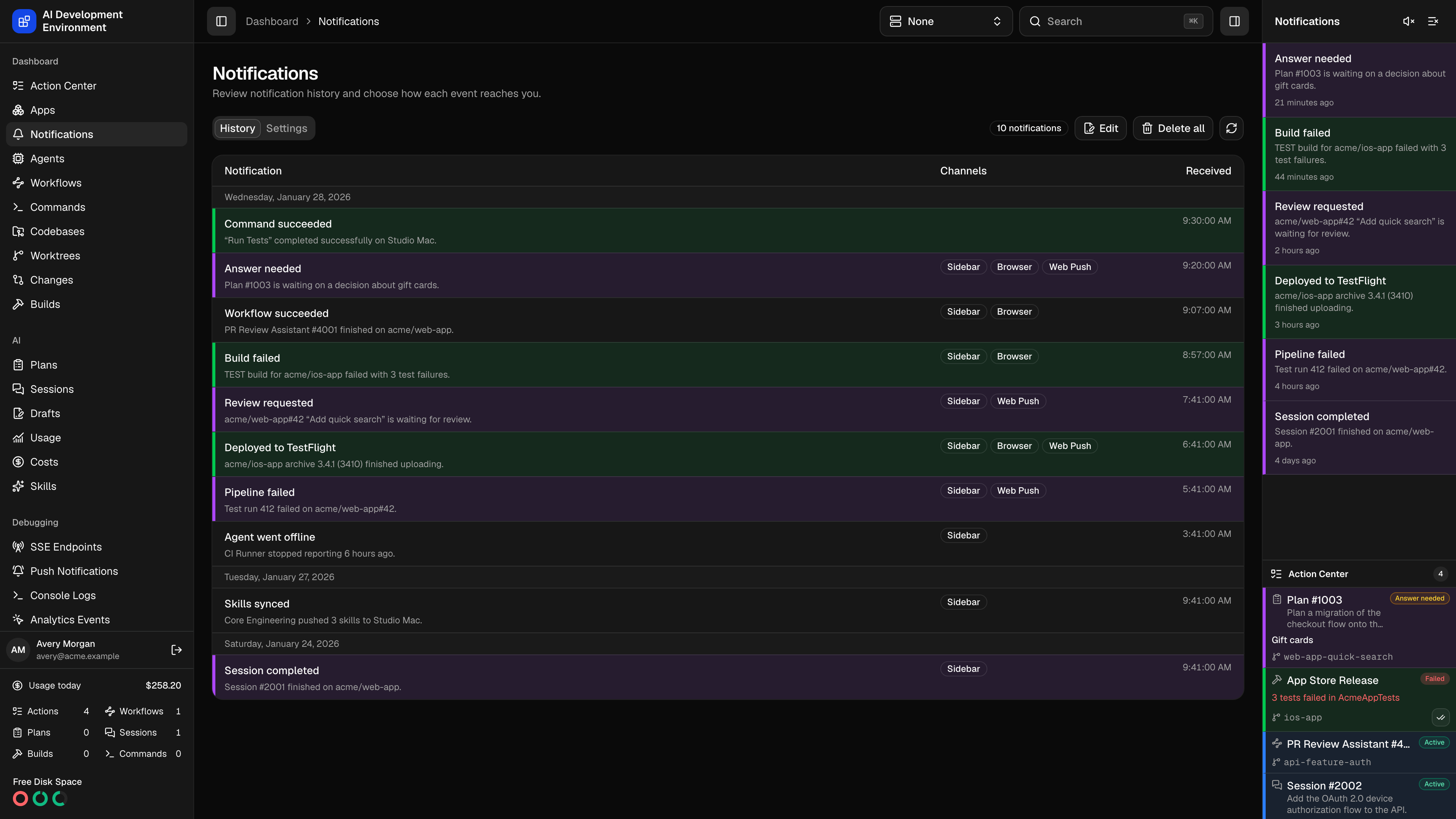 Notifications in dark theme