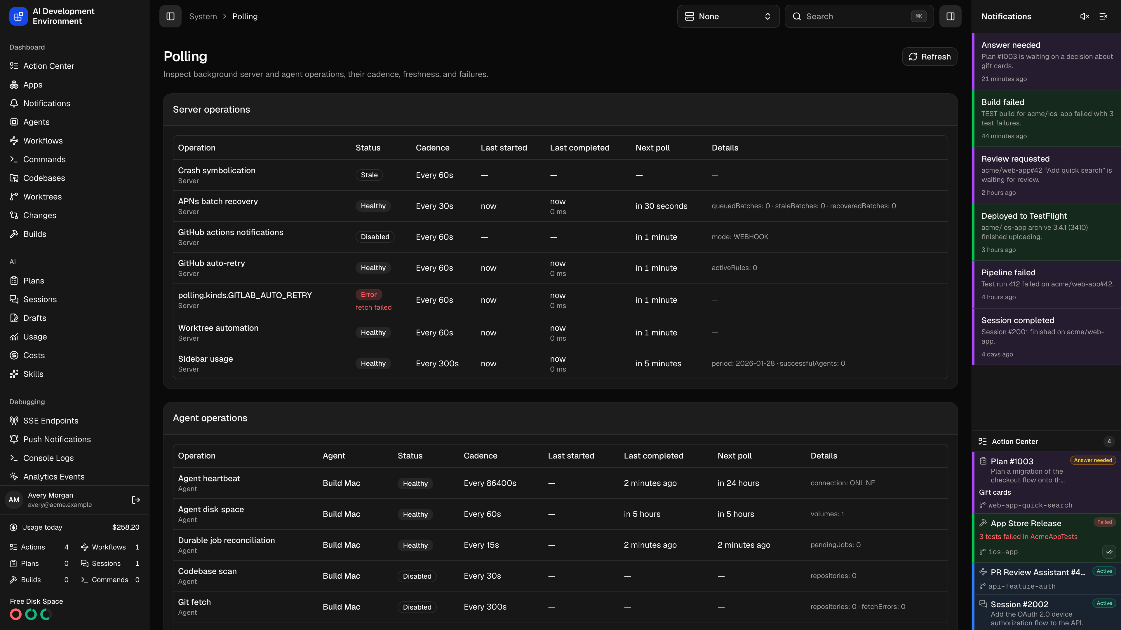 Polling page in dark theme