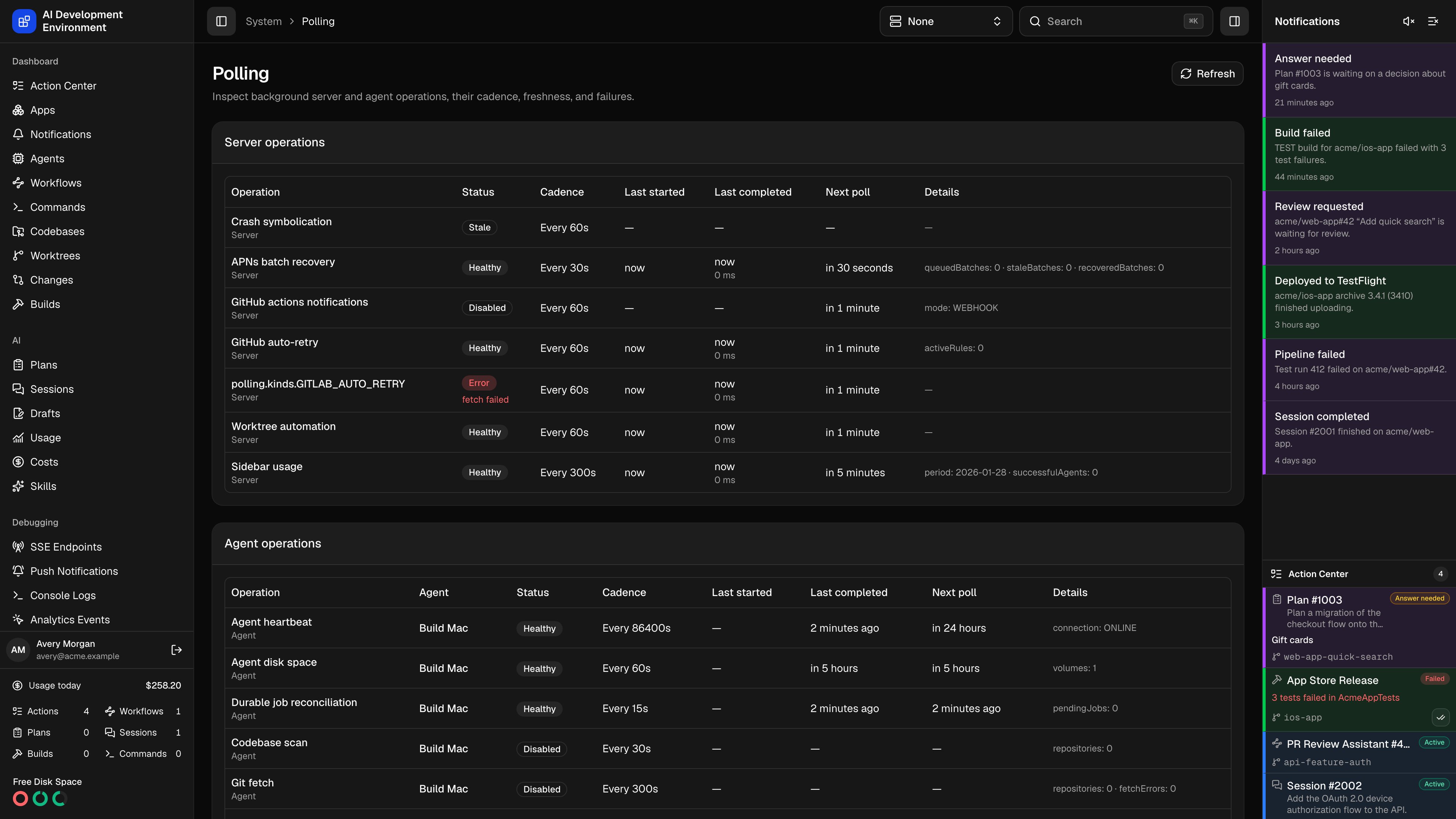 Polling page in dark theme