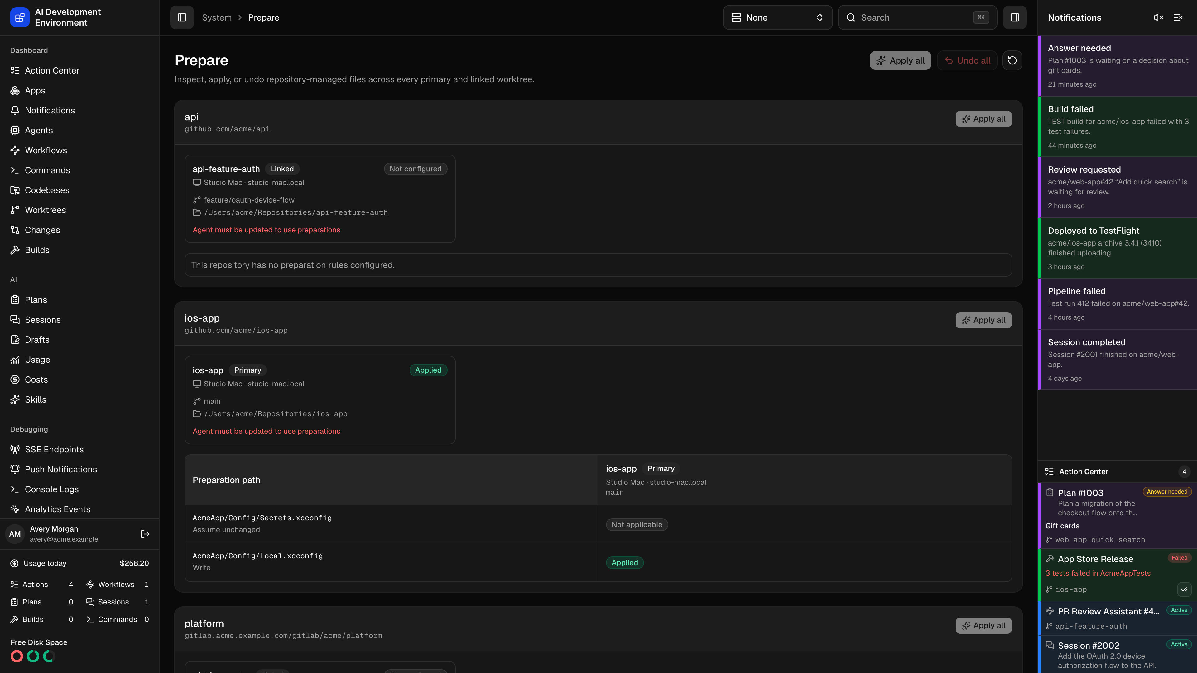 Prepare page in dark theme