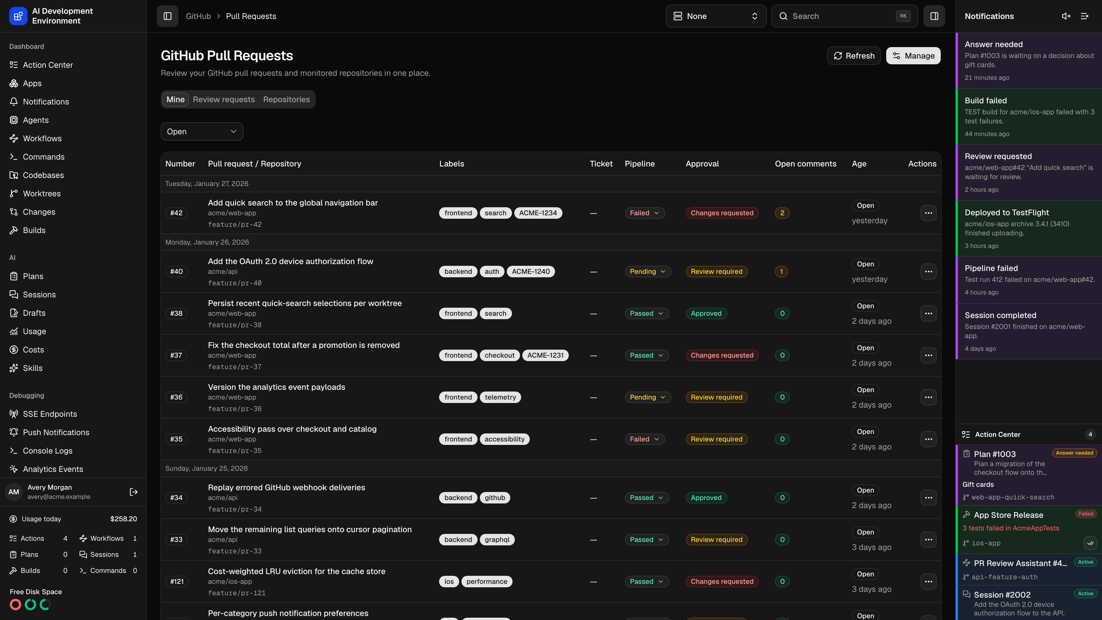 Pull Requests in dark theme