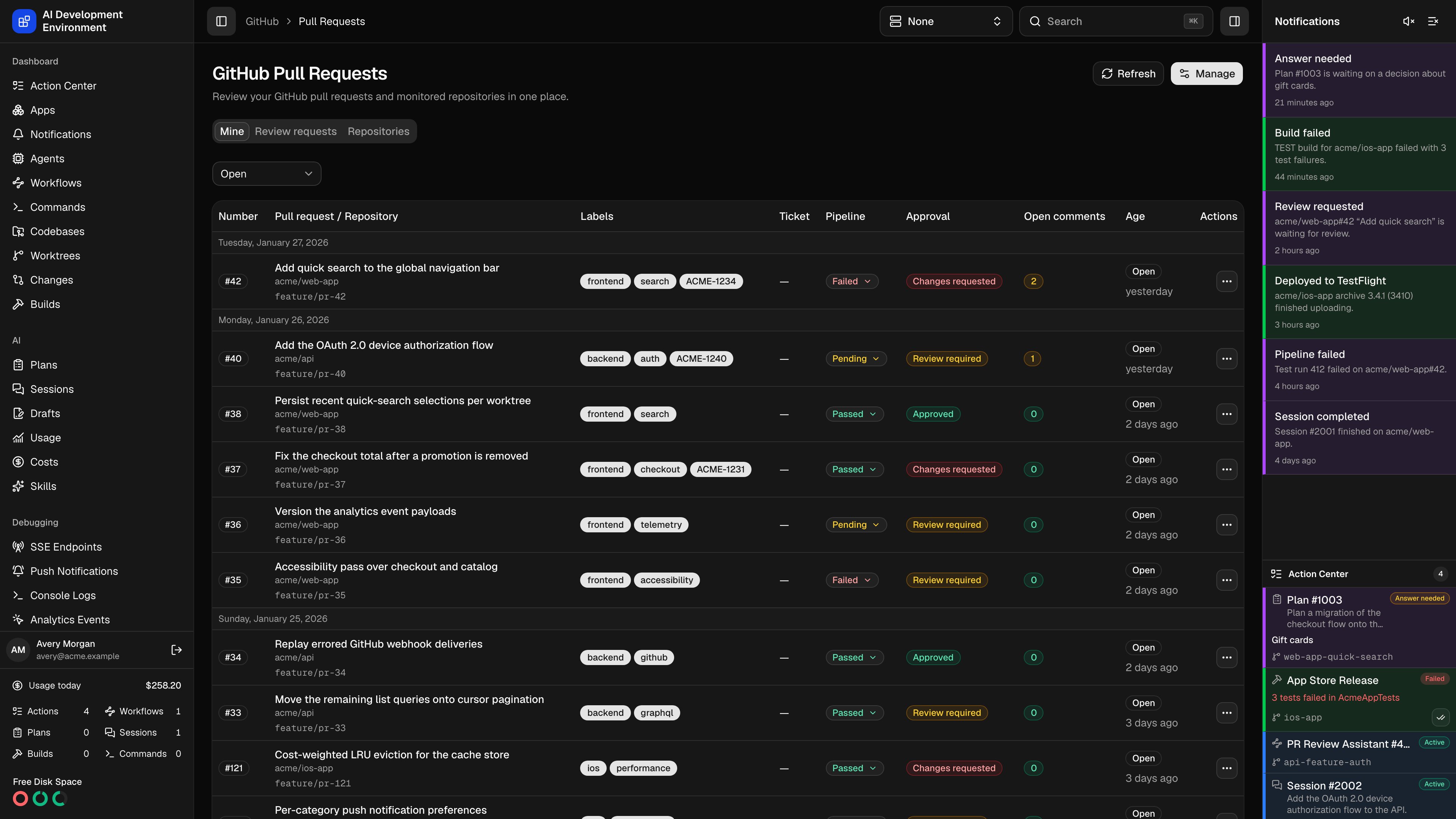 Pull Requests in dark theme