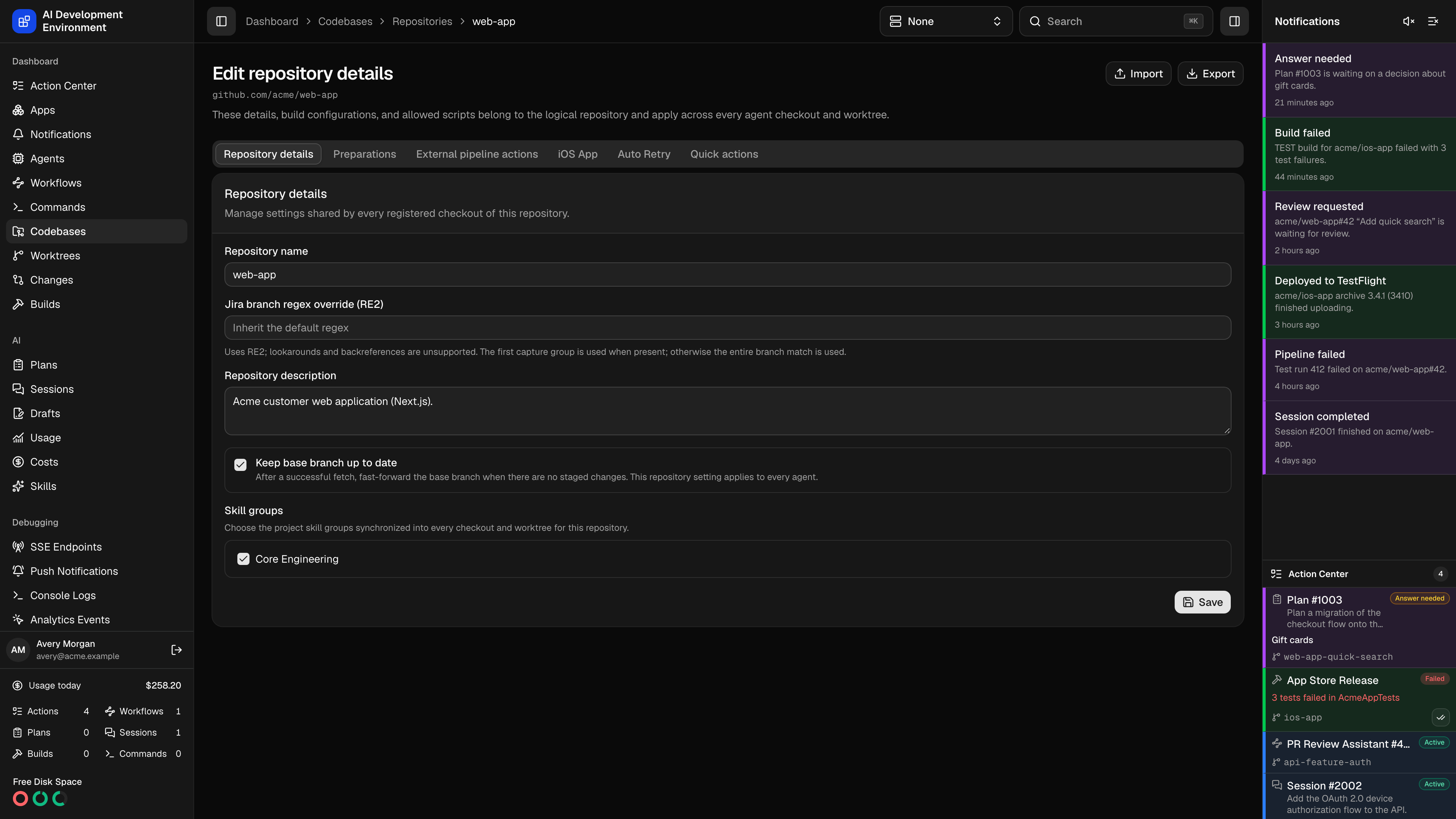 Repository details in dark theme