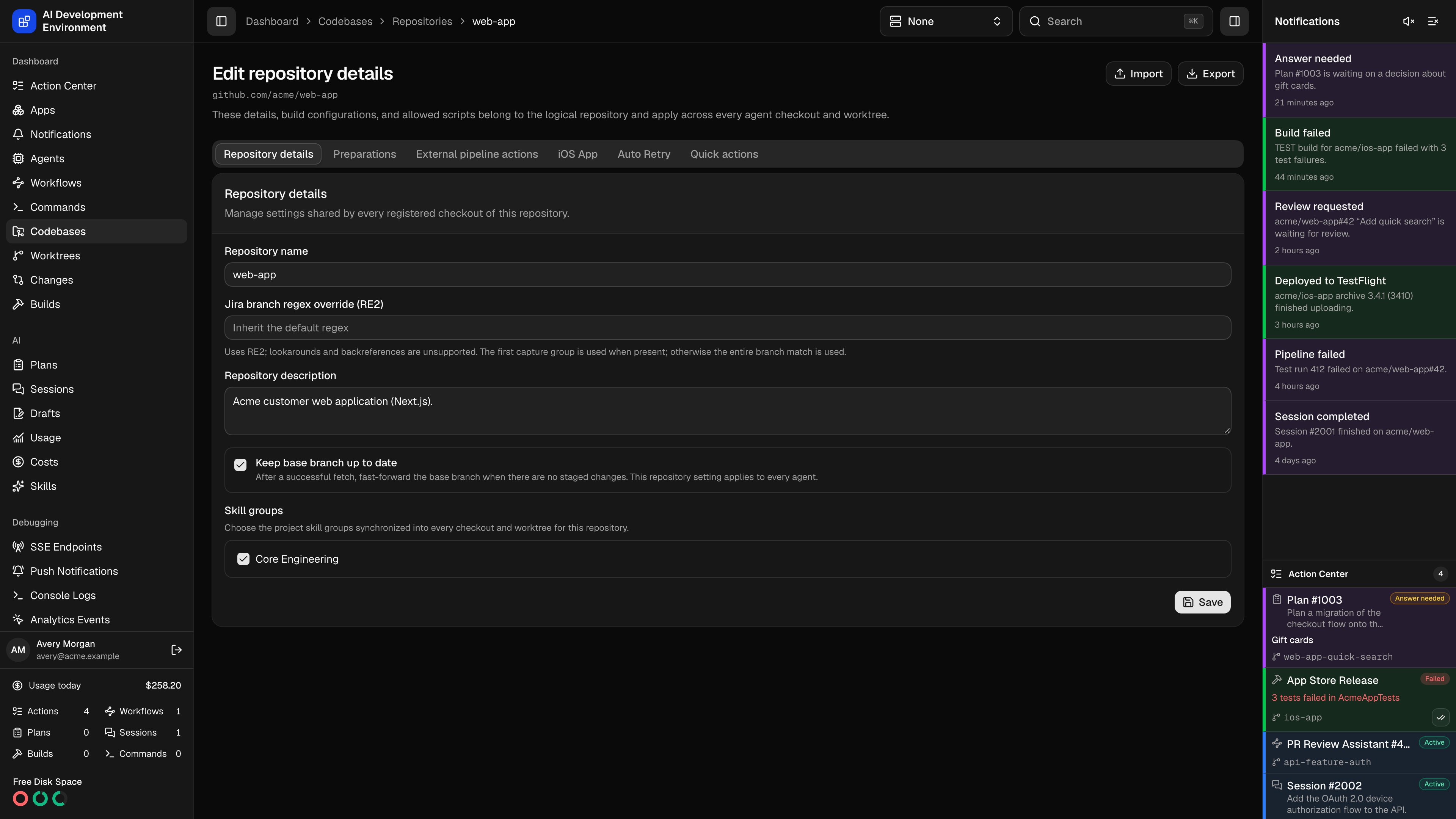 Repository details in dark theme